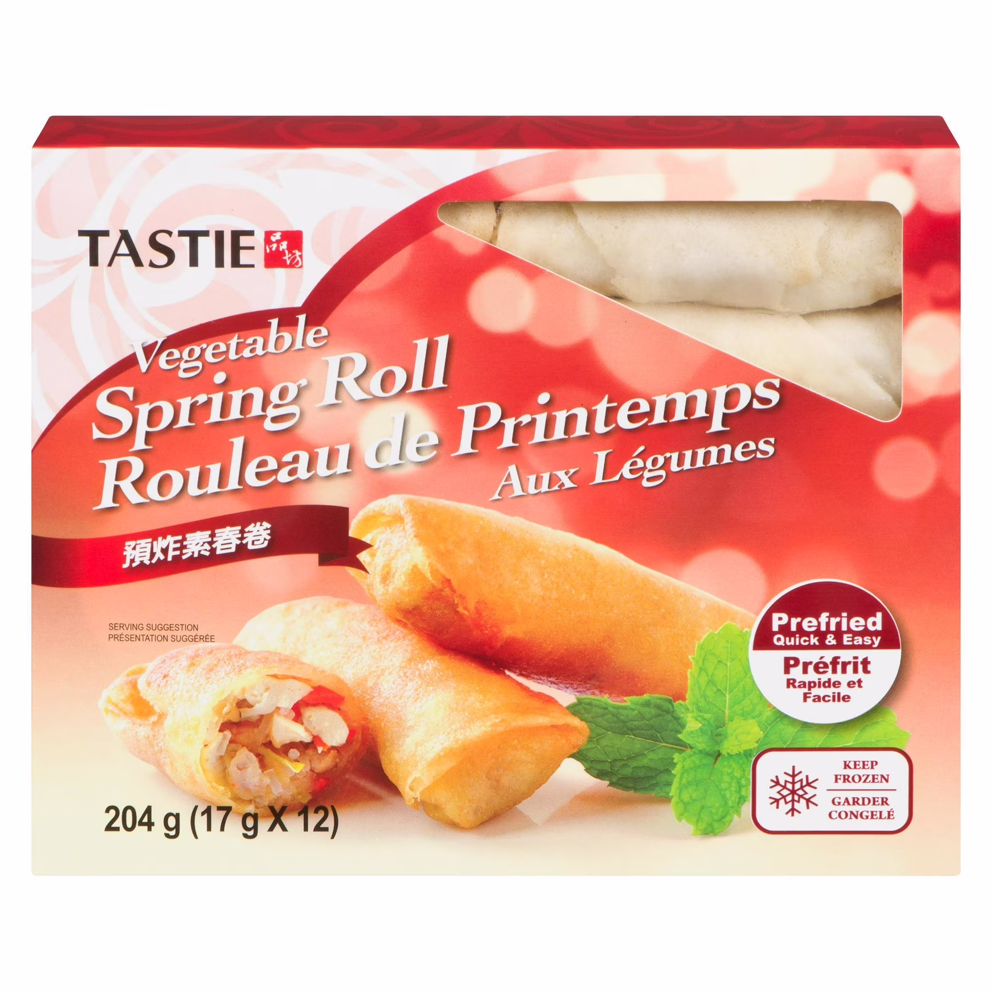 Tastie rouleau de pritemps aux légumes  poids net.  (17 g x 12)