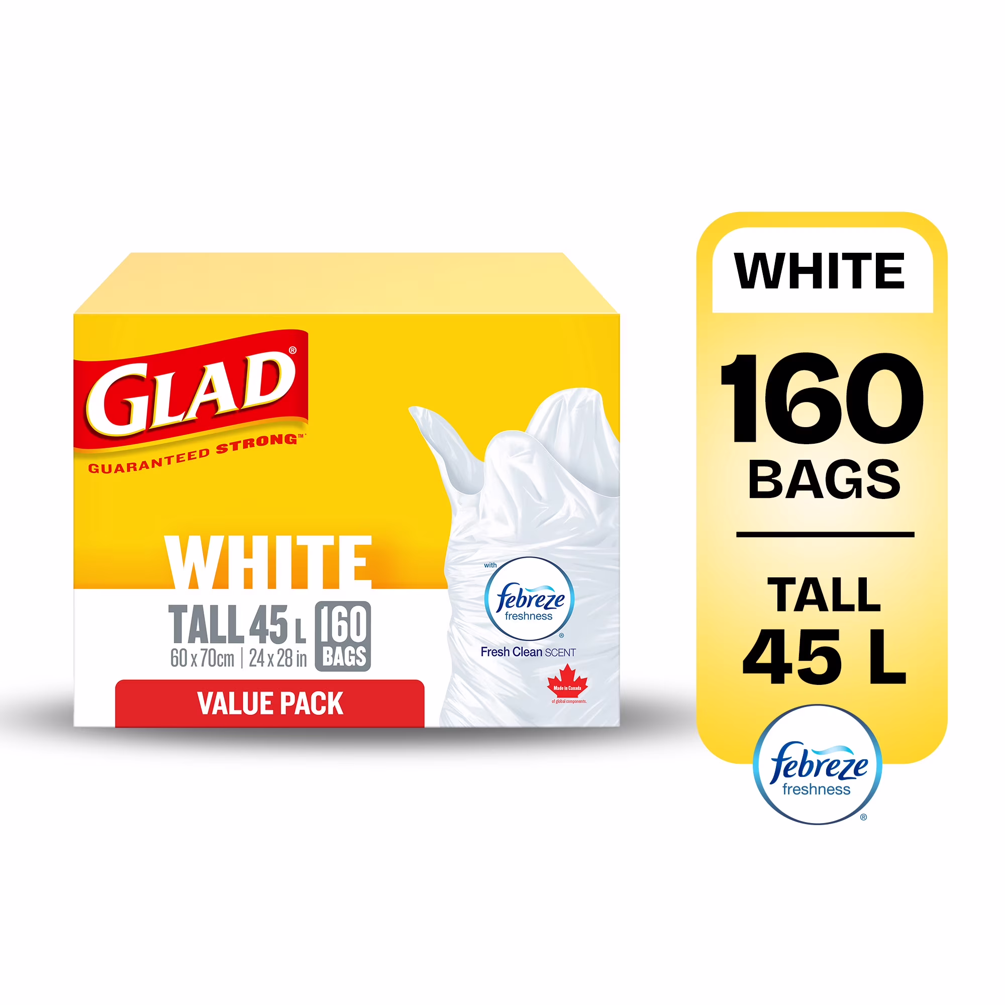 Sacs à ordures blancs longs avec noeud 45 l