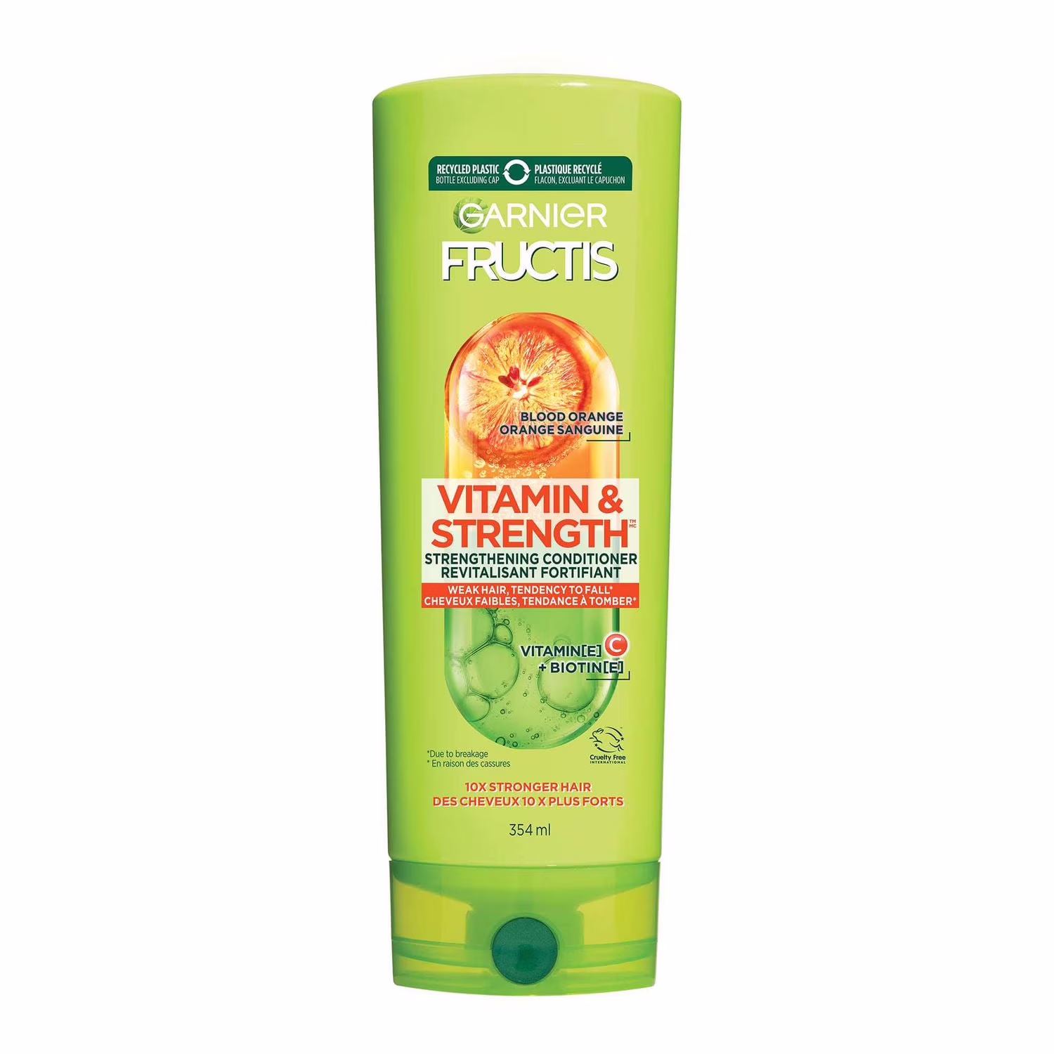 Garnier fructis revitalisant fortifiant vitamine & force pour cheveux faibles. à tendance à tomber. à l'orange sanguine. à la vitamine c et à la biotine
