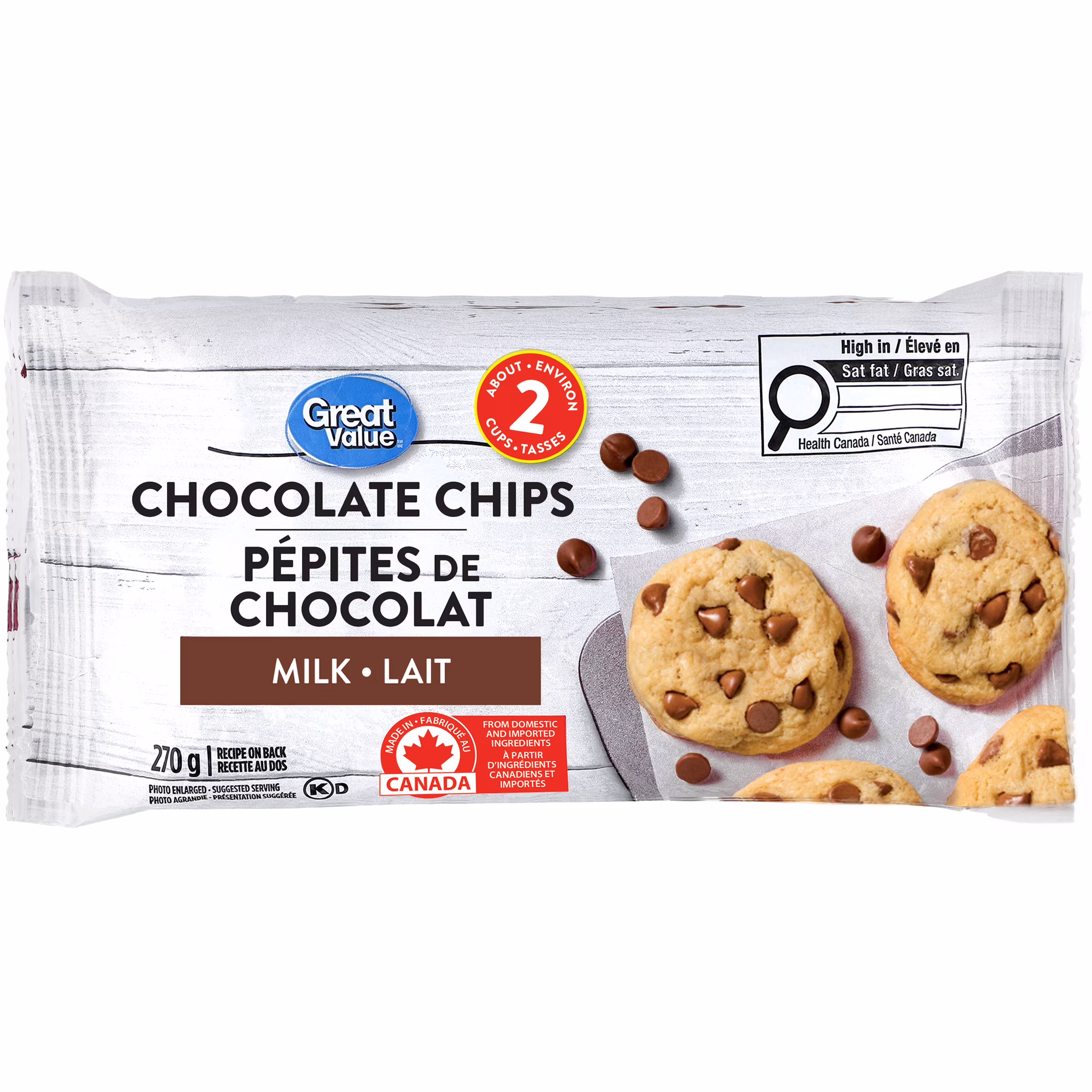 Pépites de chocolat au lait great value 270& g