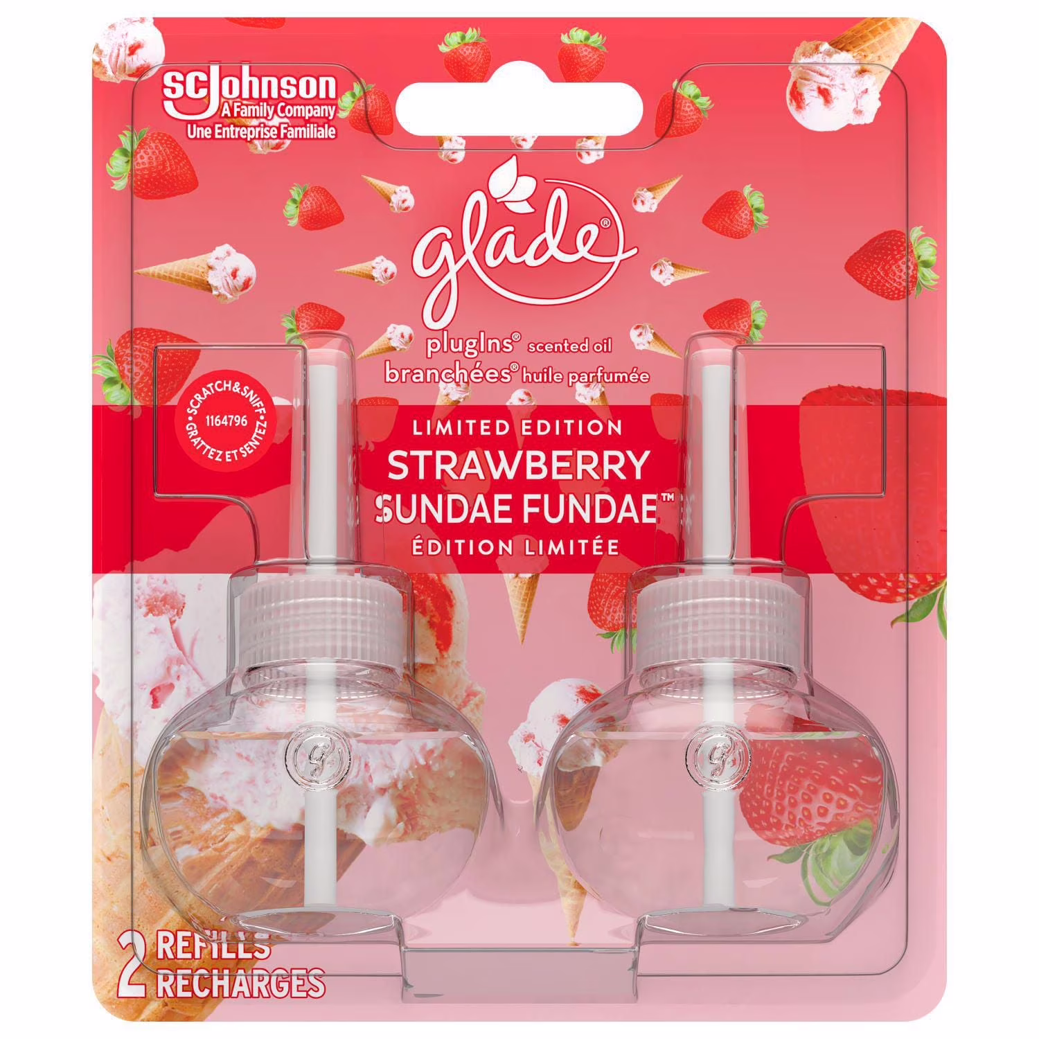 Glade branchées huile parfumée recharge. strawberry sundae funday