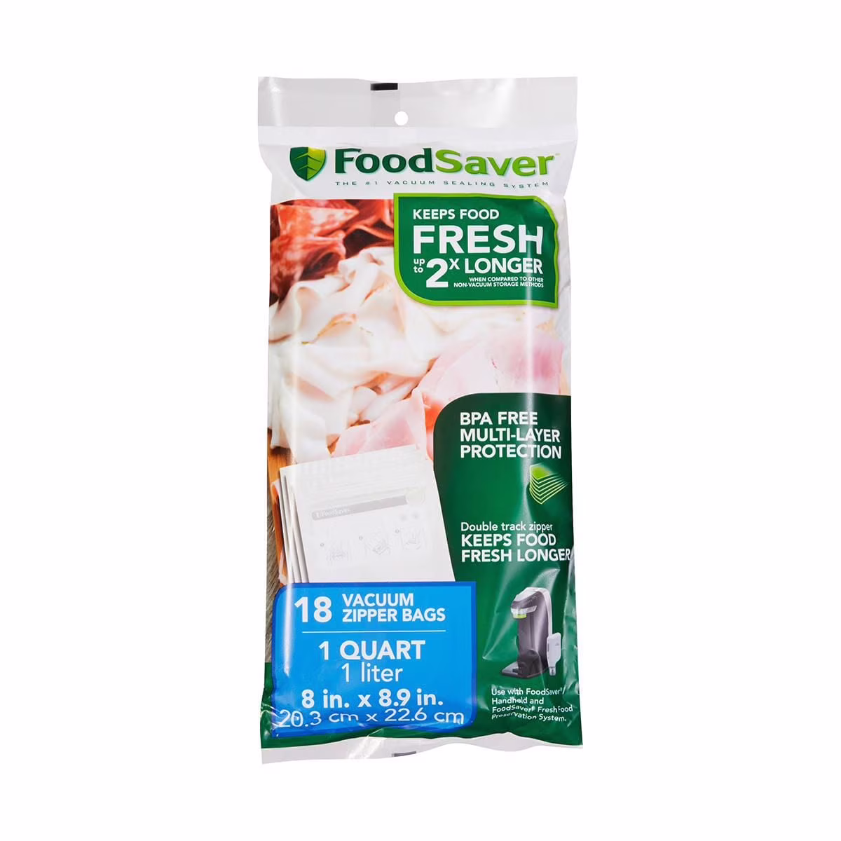 Sacs à glissière réutilisables foodsaver.  (1 pinte). 18 unités