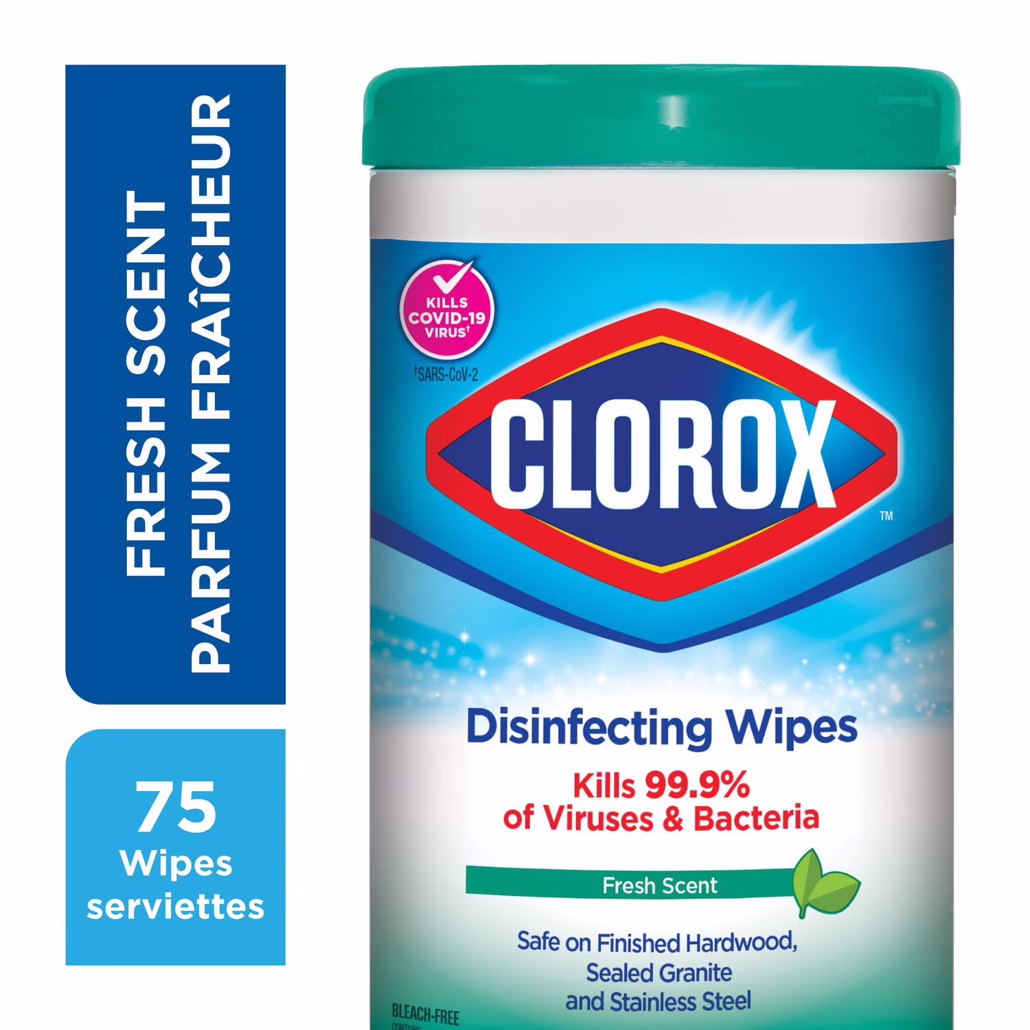 Serviettes désinfectantes clorox. parfum fraîcheur. boîte de 75 75 unités