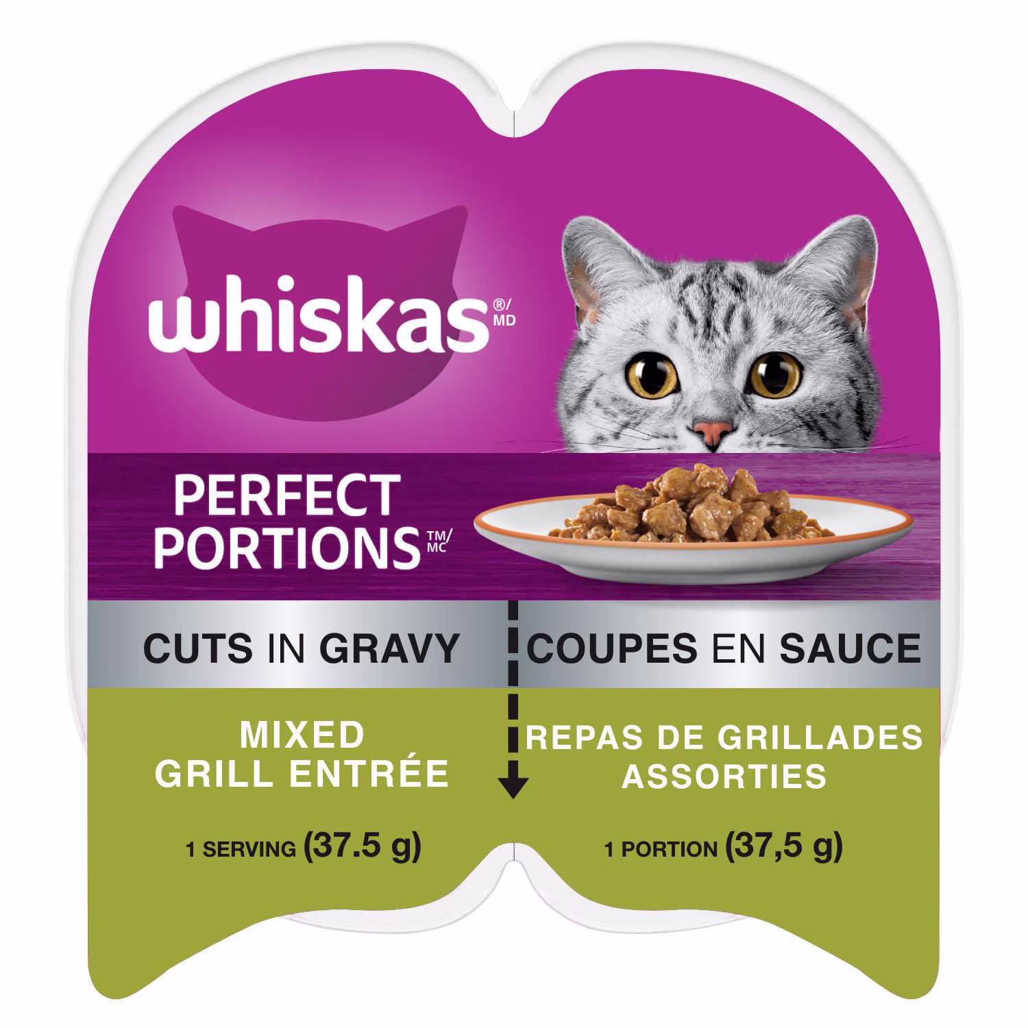 Repas de grillades assorties whiskas perfect portions coupes en sauce