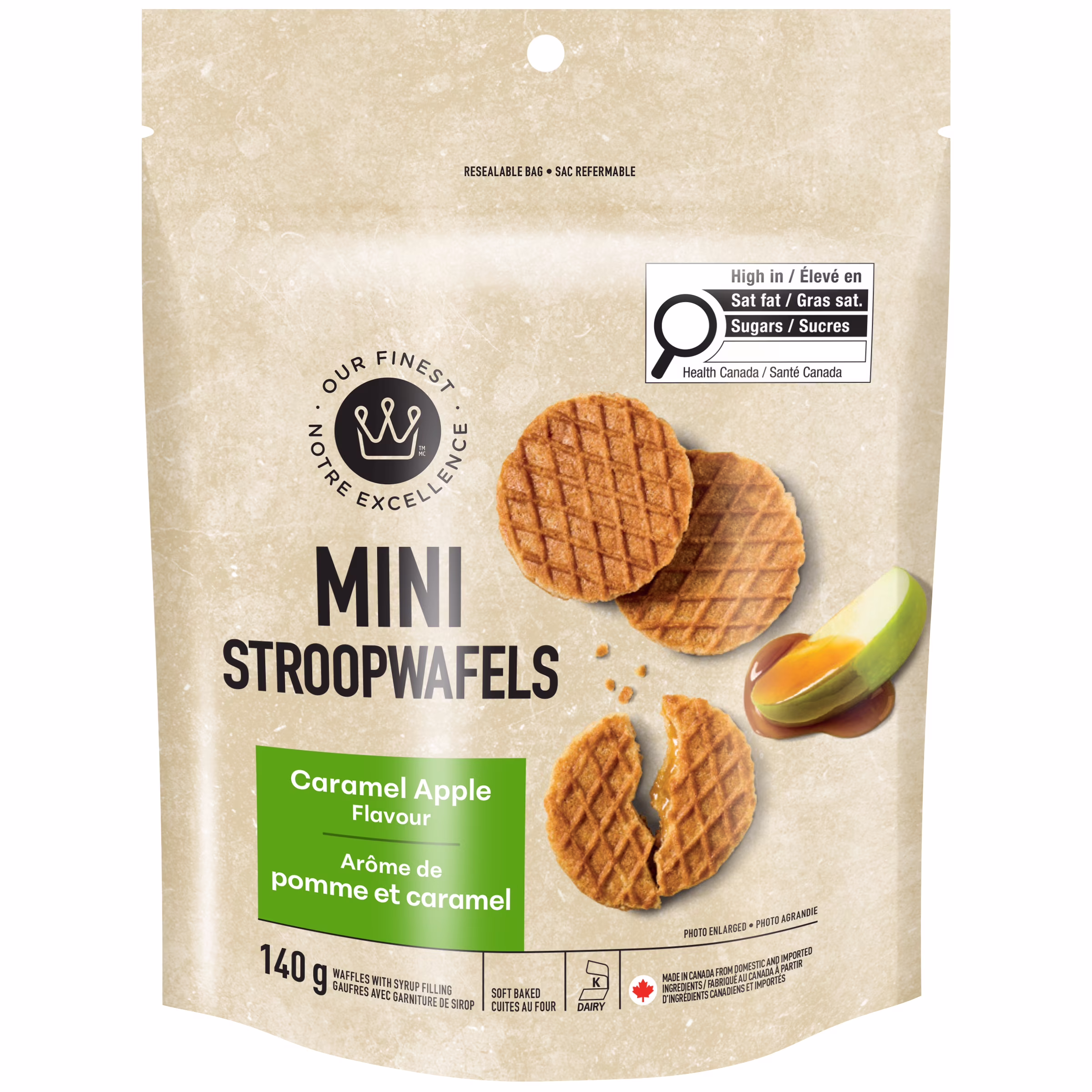 Mini stroopwafels saveur pomme et caramel notre excellence