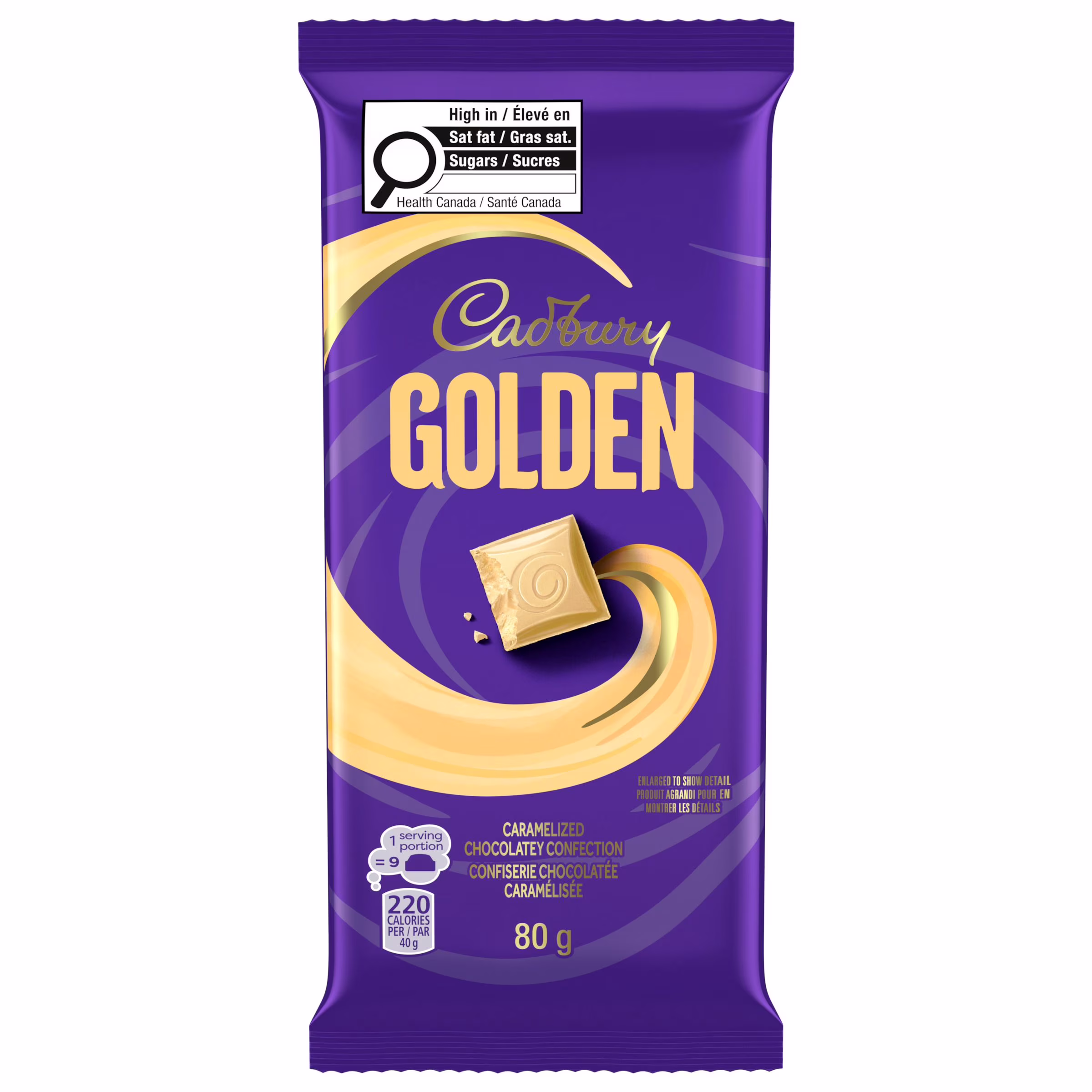 Friandise dorée caramélisée à saveur de chocolat blanc, cacao de sources durables à 100 %