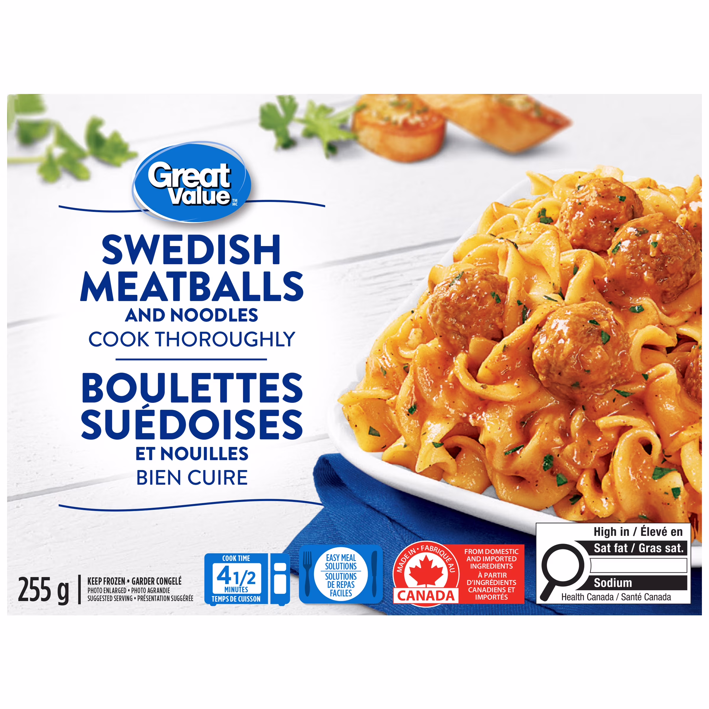 Boulettes suédoises et nouilles great value