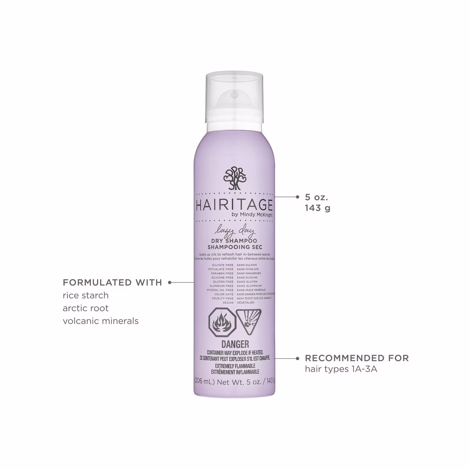 Hairitage lazy day shampooing sec en spray  volume et texture.