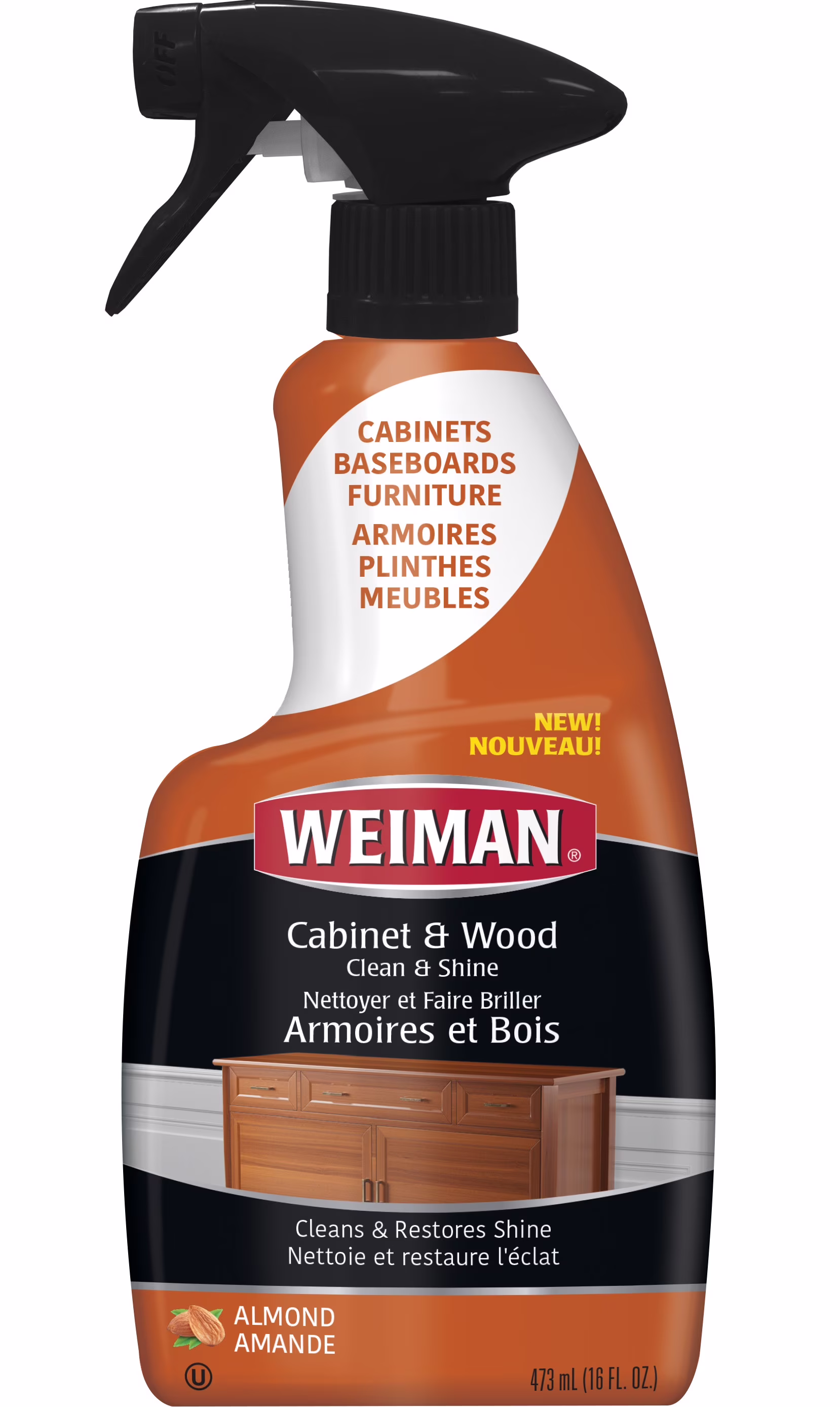 Weiman nettoyant et lustrant pour armoires & bois pour meubles. armoires. plinthes. parfum d'amande.