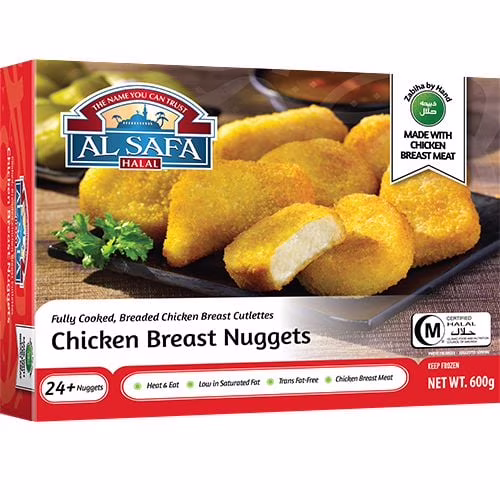Pépites de poitrine de poulet pépites de poulet panées entièrement cuites. à base de viande de poitrine de poulet