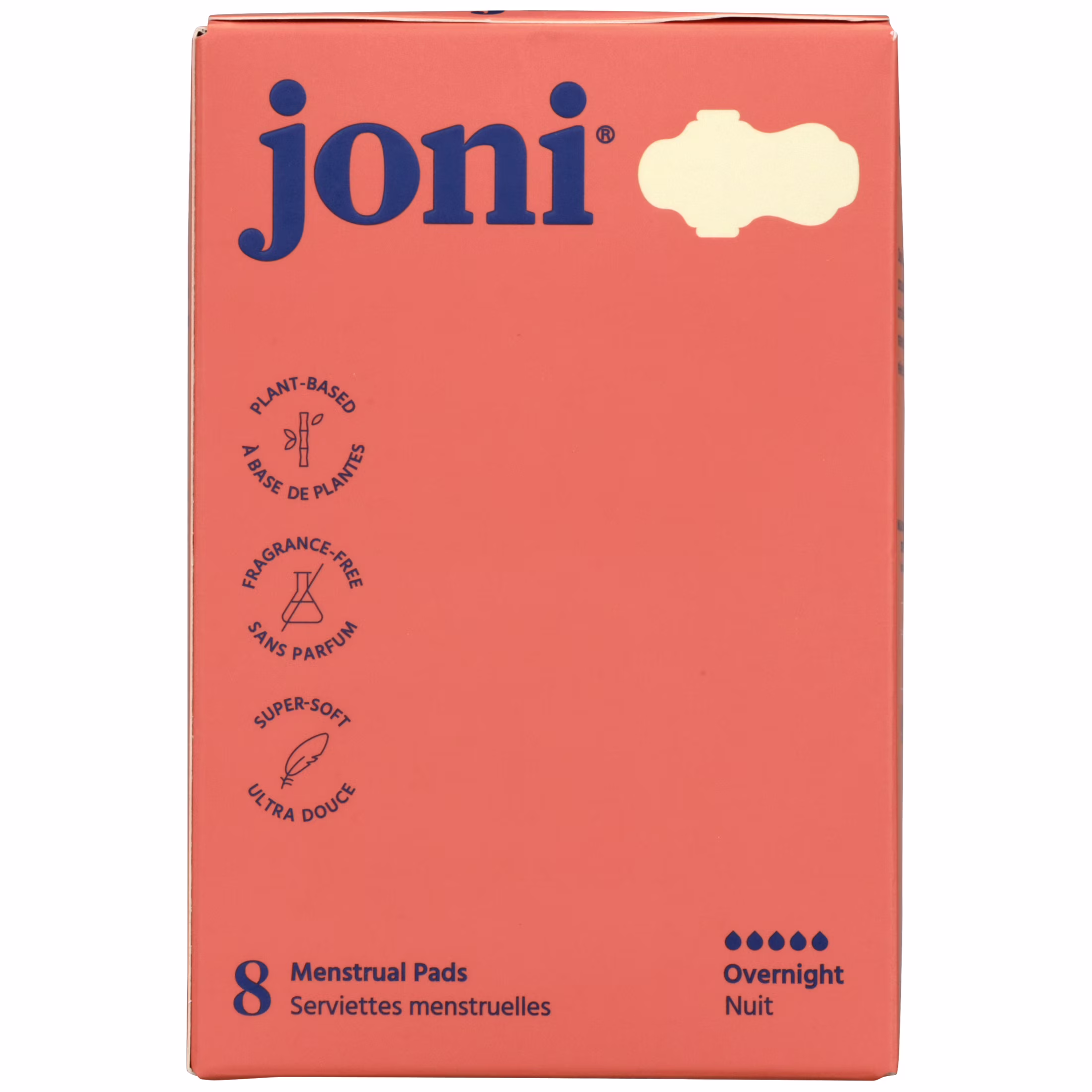 Serviettes hygiéniques de nuit en bambou biologique joni. 8 unités