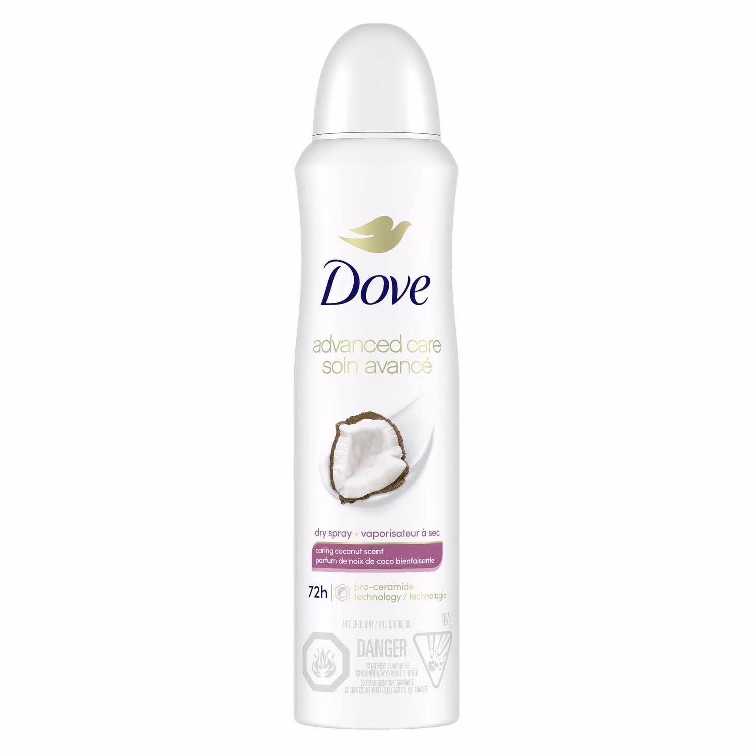 Dove soin avancé désodorisant antisudorifique en vaporisateur à sec noix de coco bienfaisante.