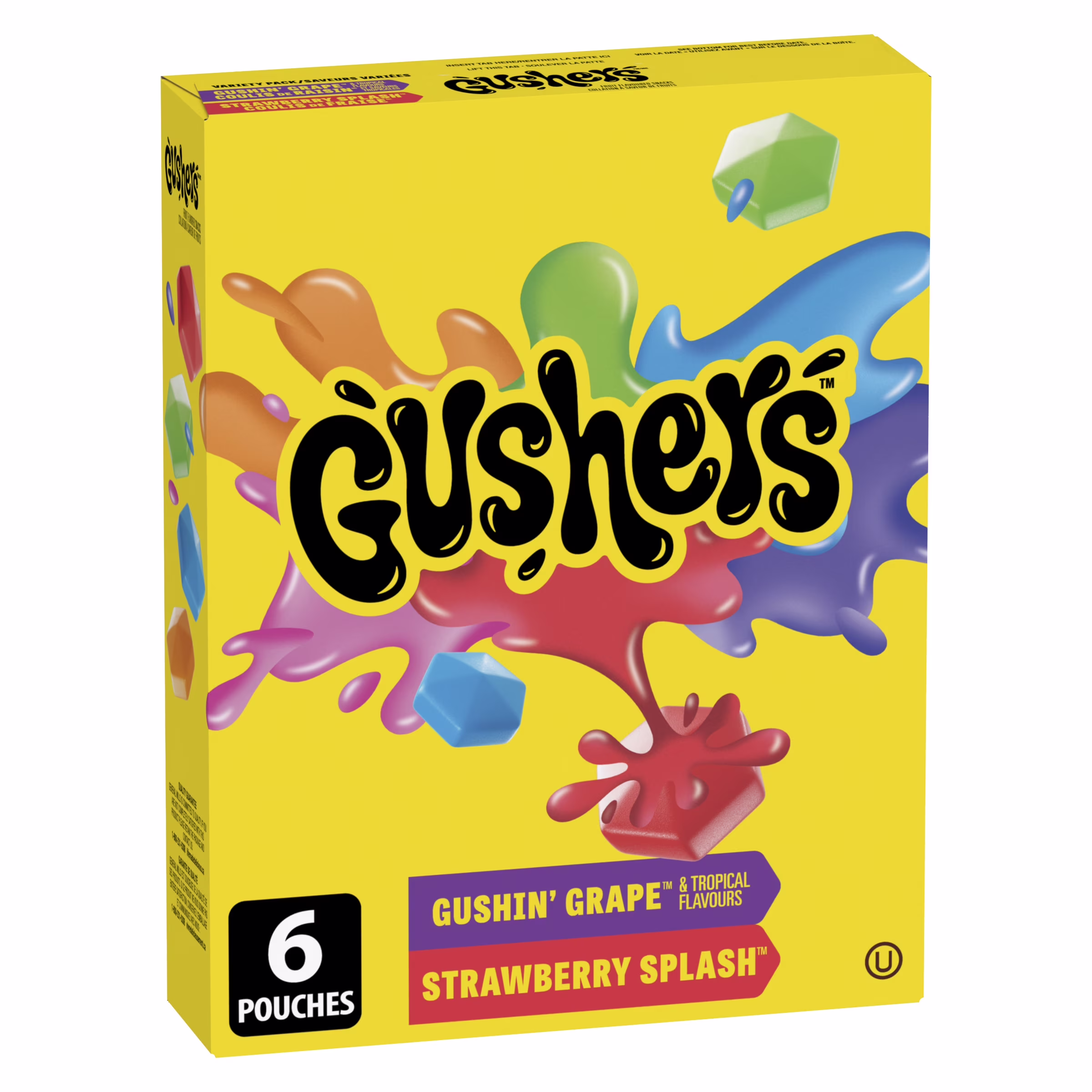 Gushers Fruit aux Fruits, Saveur Variées, Sans Gluten, 6 sachets