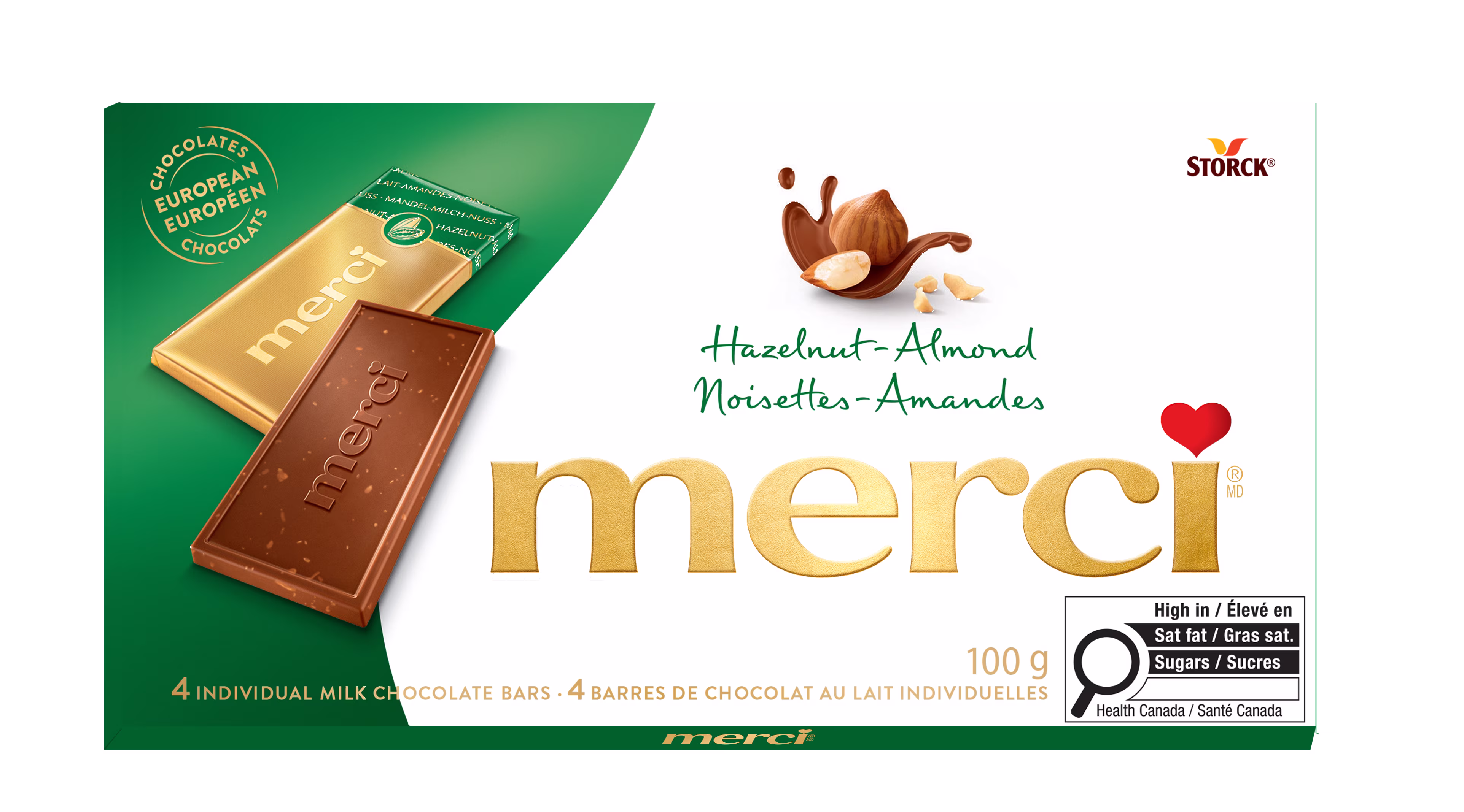 Noisettes-Amandes, barre de chocolat