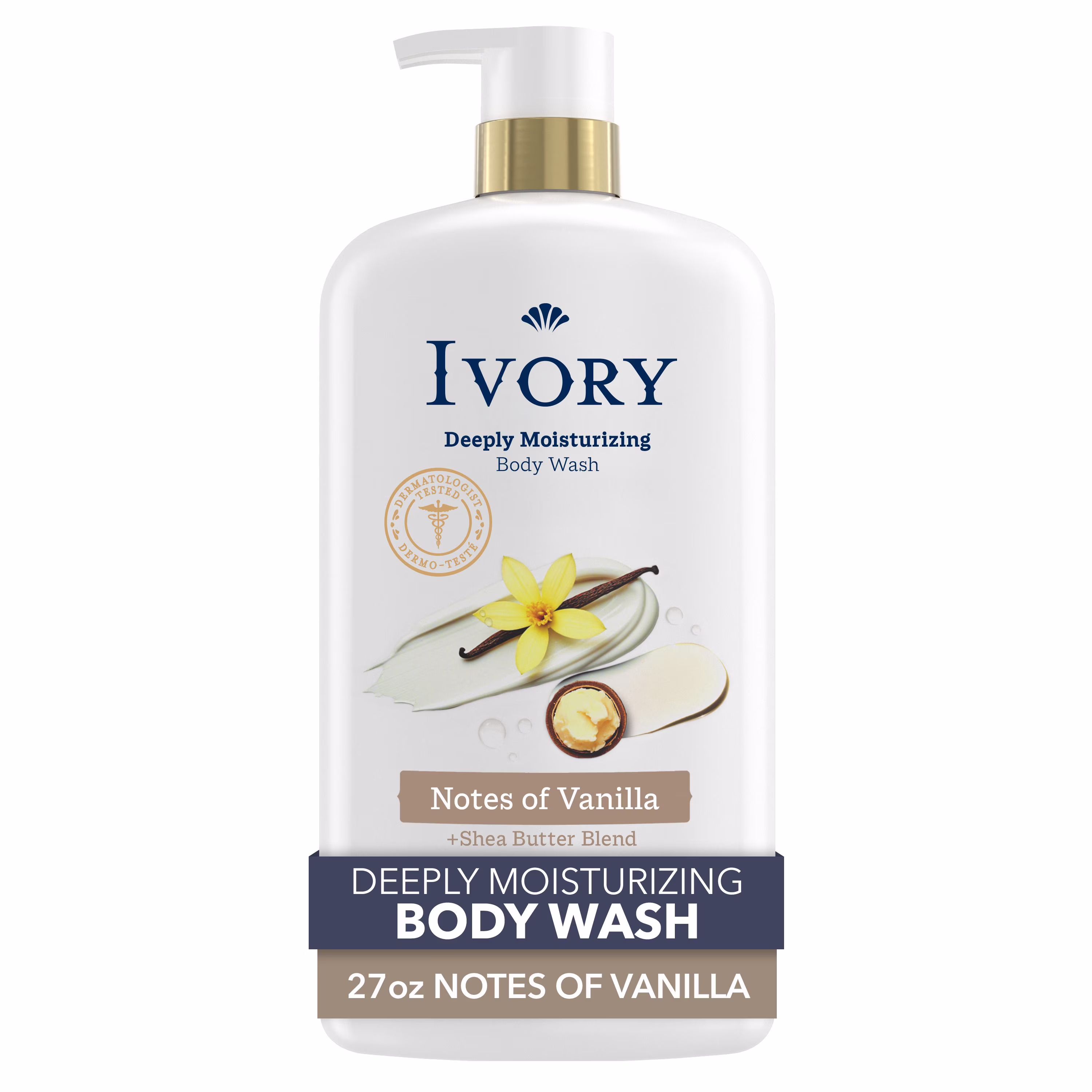 Nettoyant pour le corps ivory hydrate en profondeur. hydratation nourrissante pendant 24 h. apaise la peau sèche qui démange. fait dun mélange de beurre de karité. parfum notes de vanille.