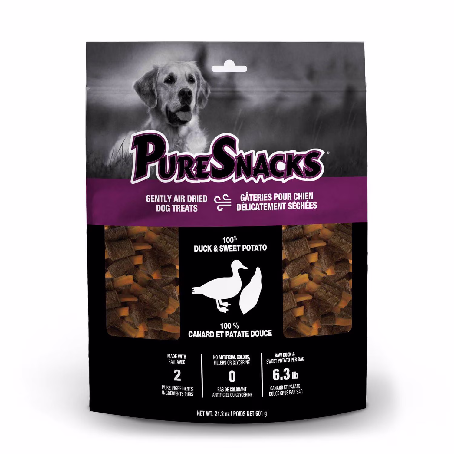 Puresnacks jerky de canard et patate douce pour chien