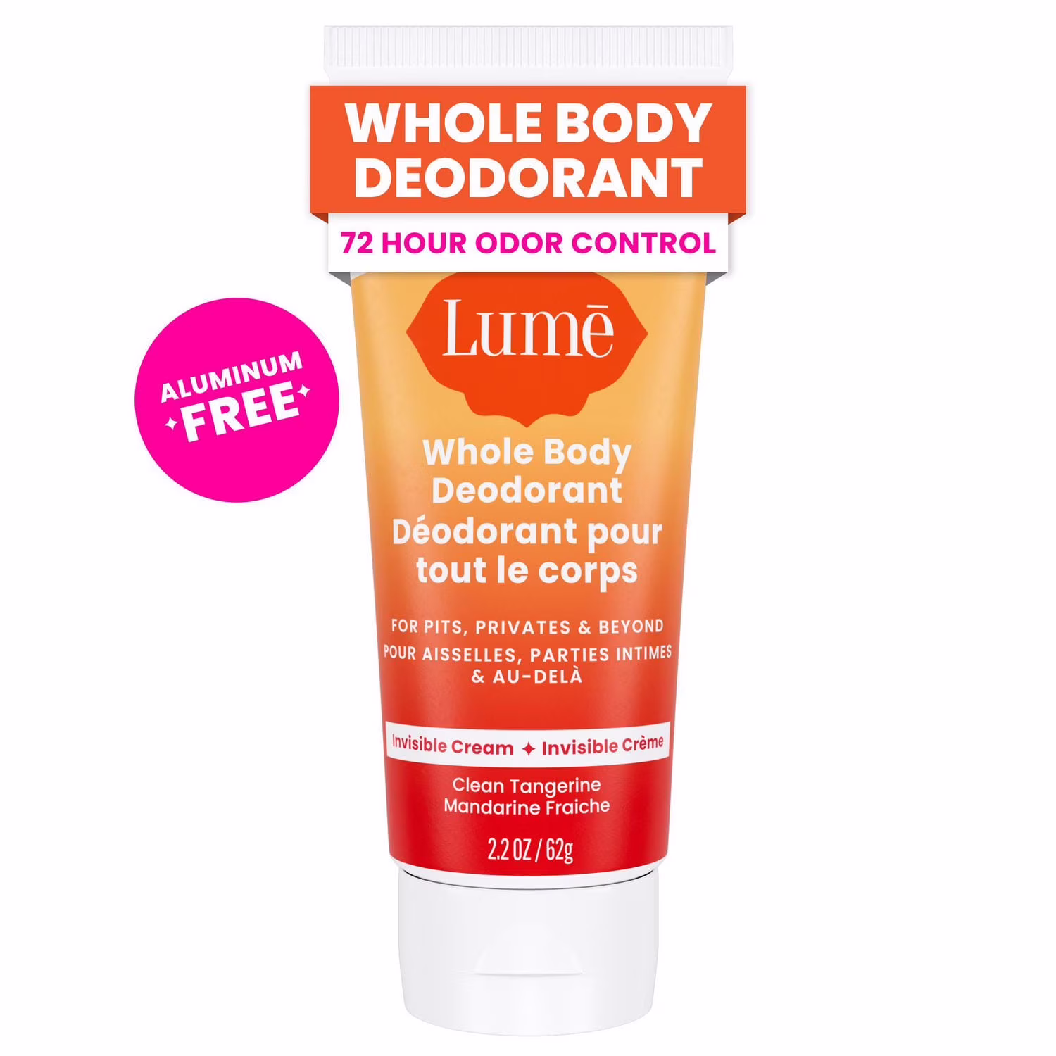 Déodorant féminin lume pour tout le corps - tube de crème invisible - sans aluminium - parfum mandarine fraîche.