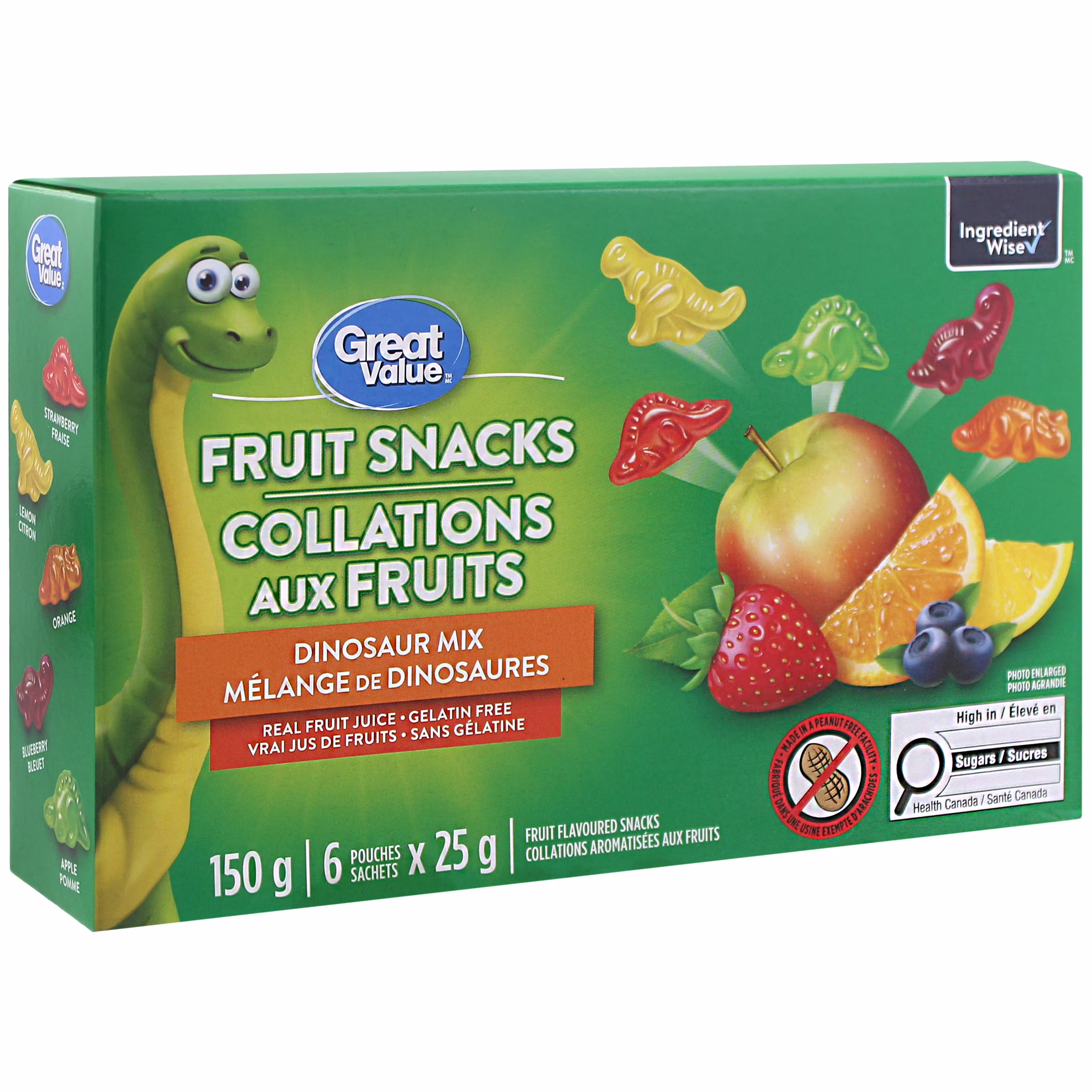 Collations aromatisées aux fruits mélange de dinosaures great value