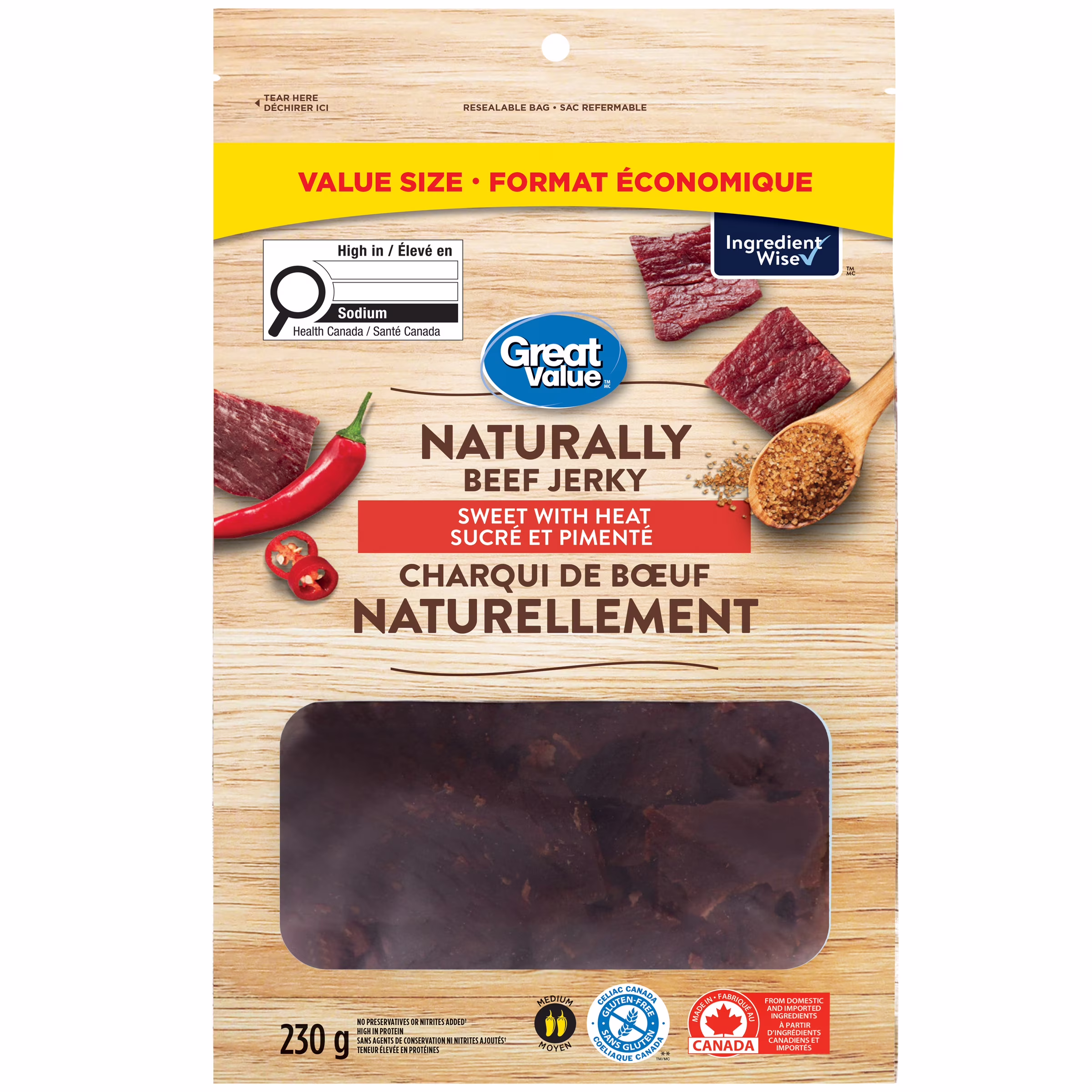 Charqui de bœuf naturellement sucrée et pimentée great value