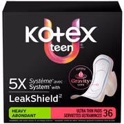 Serviettes ultraminces pour adolescentes kotex avec ailes. absorption élevée. 36 unités