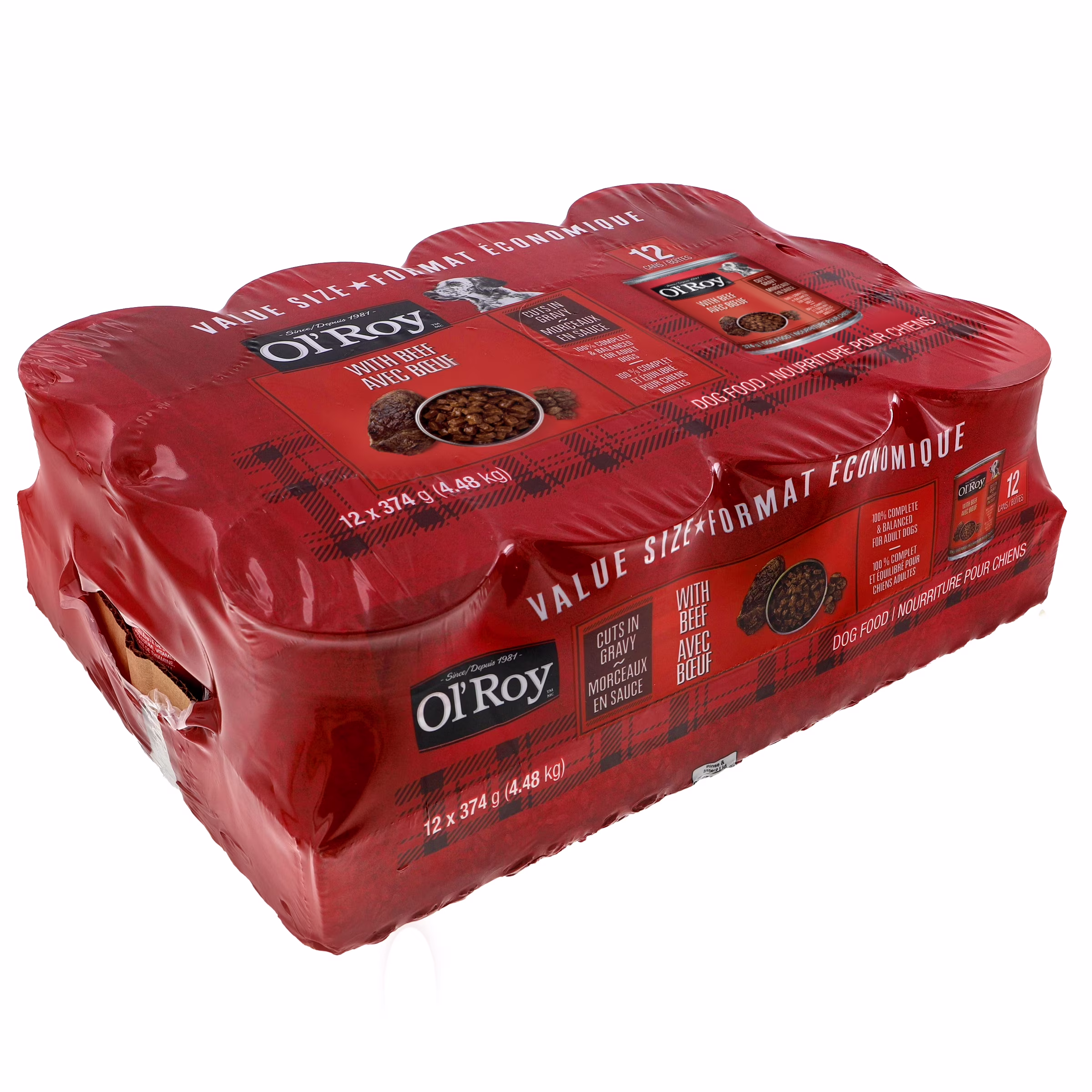 Ol roy morceaux de bœuf en sauce. format économique  nourriture humide pour chiens. conserve de  (paquet de 12) or bœuf - 12x - multipack économique