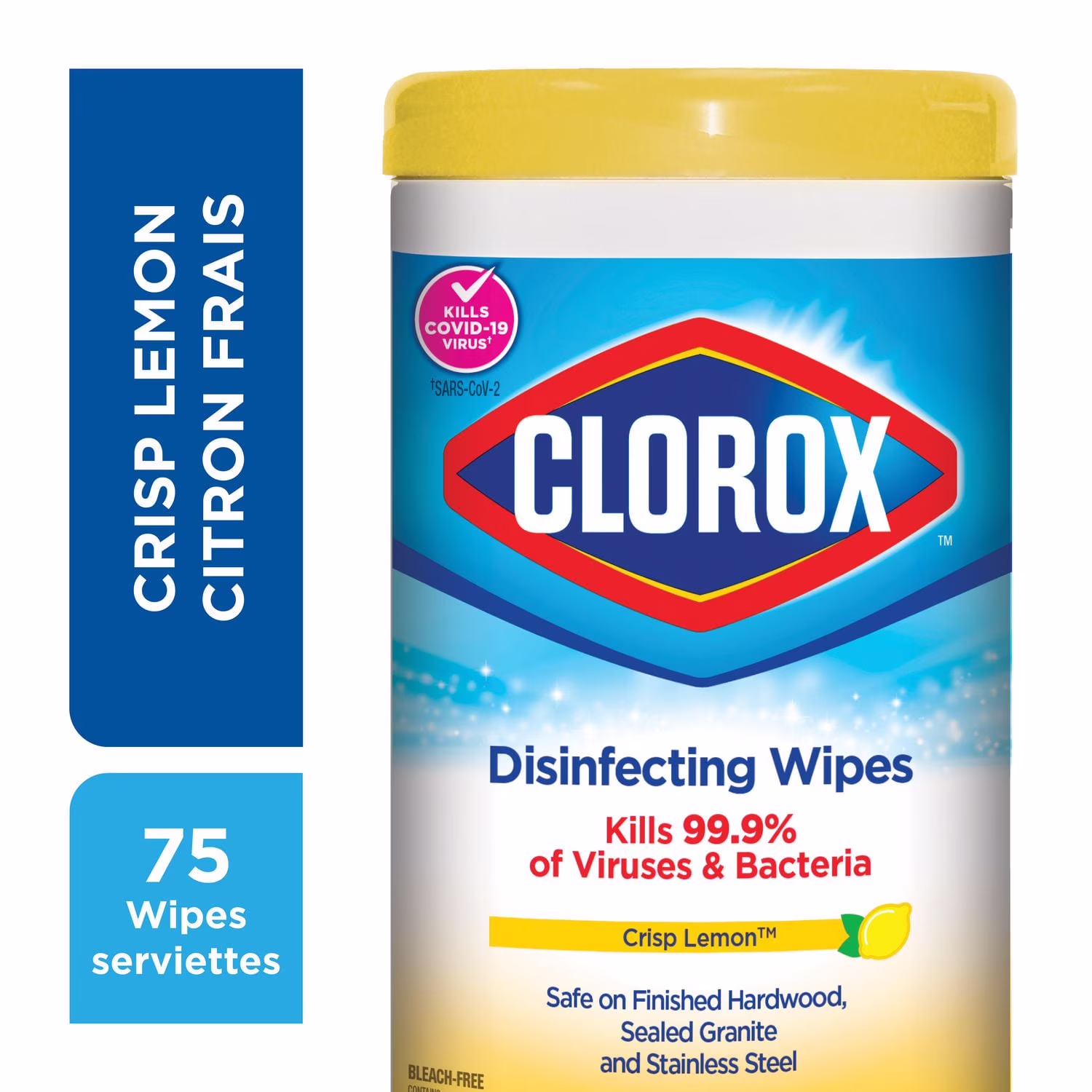 Serviettes désinfectantes clorox. citron frais. boîte de 75 75 unités