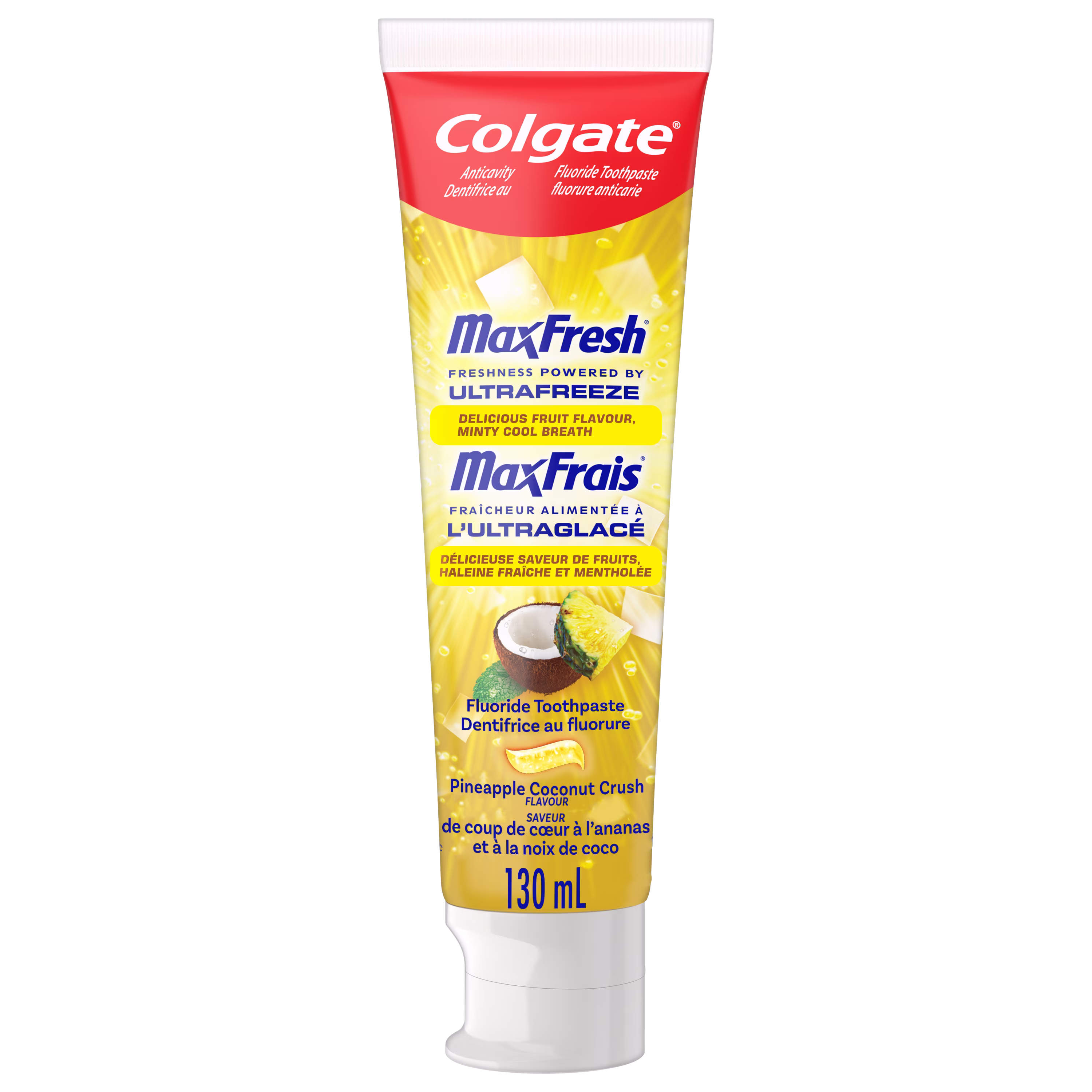Dentifrice au fluorure colgate maxfresh. coup de cœur ananas et noix de coco.  avec de la menthe
