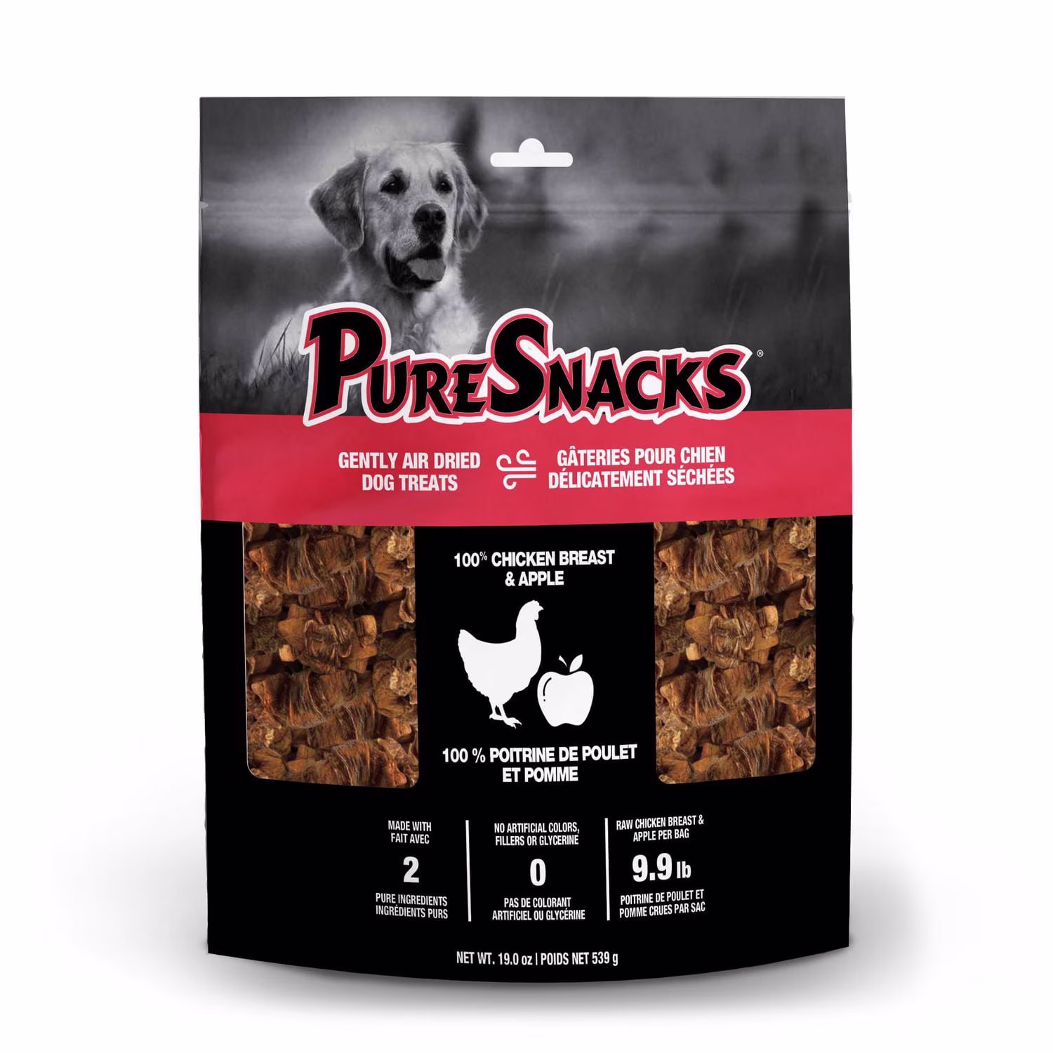 Puresnacks jerky de poulet et pomme pour chien