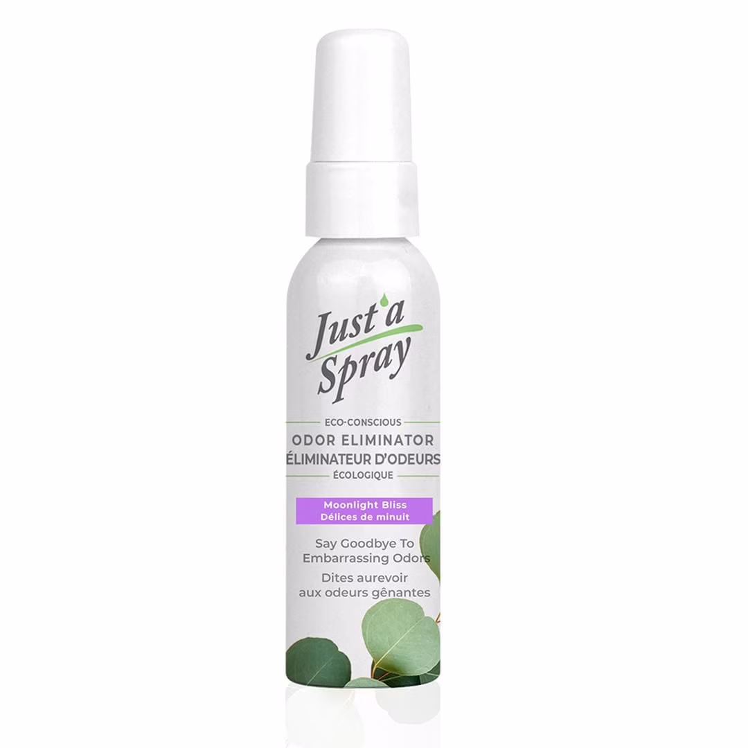 Just'a spray éliminateur d'odeurs gênantes. délices de minuit. . vaporisateur avant utilisation de la cuvette