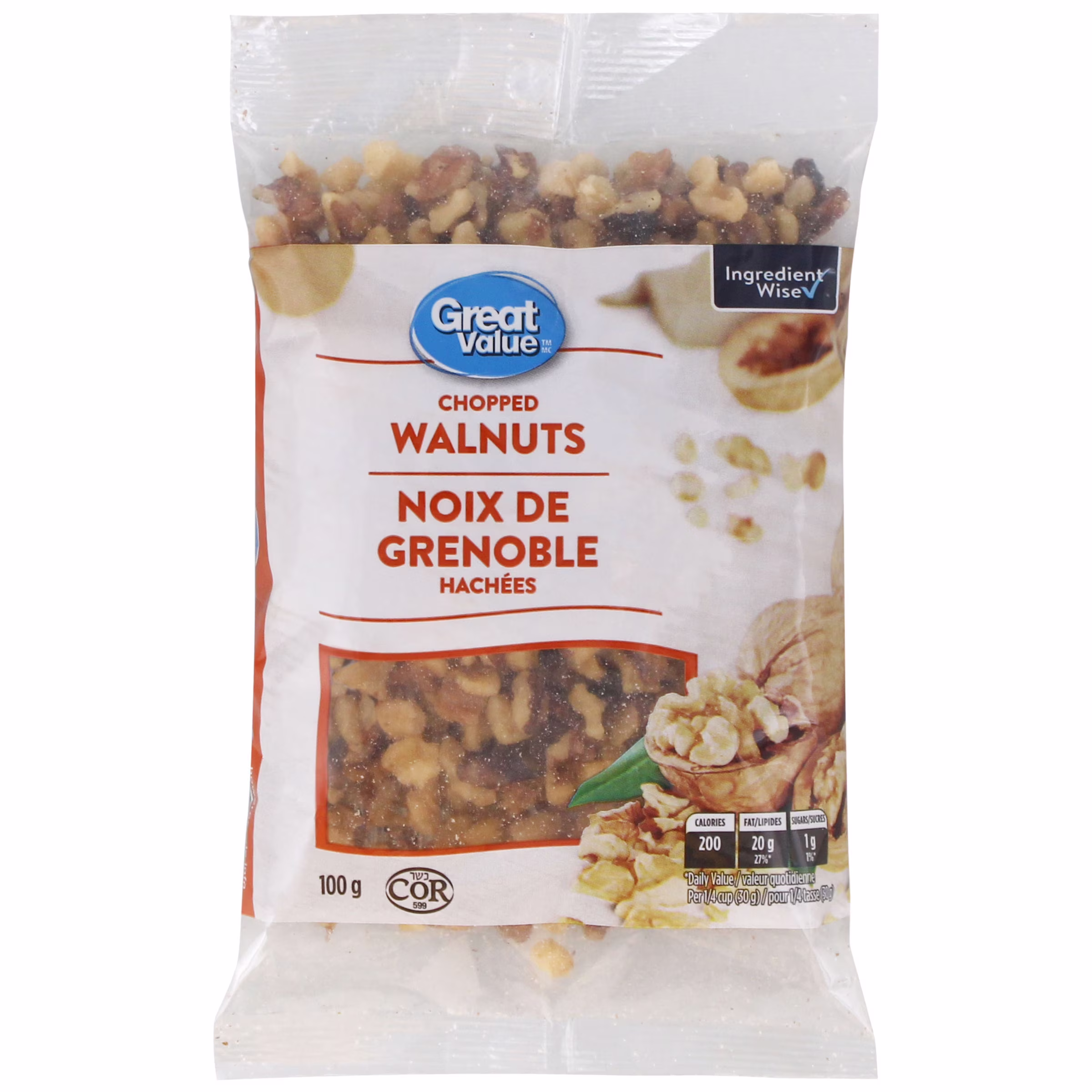 Noix de grenoble hachées great value