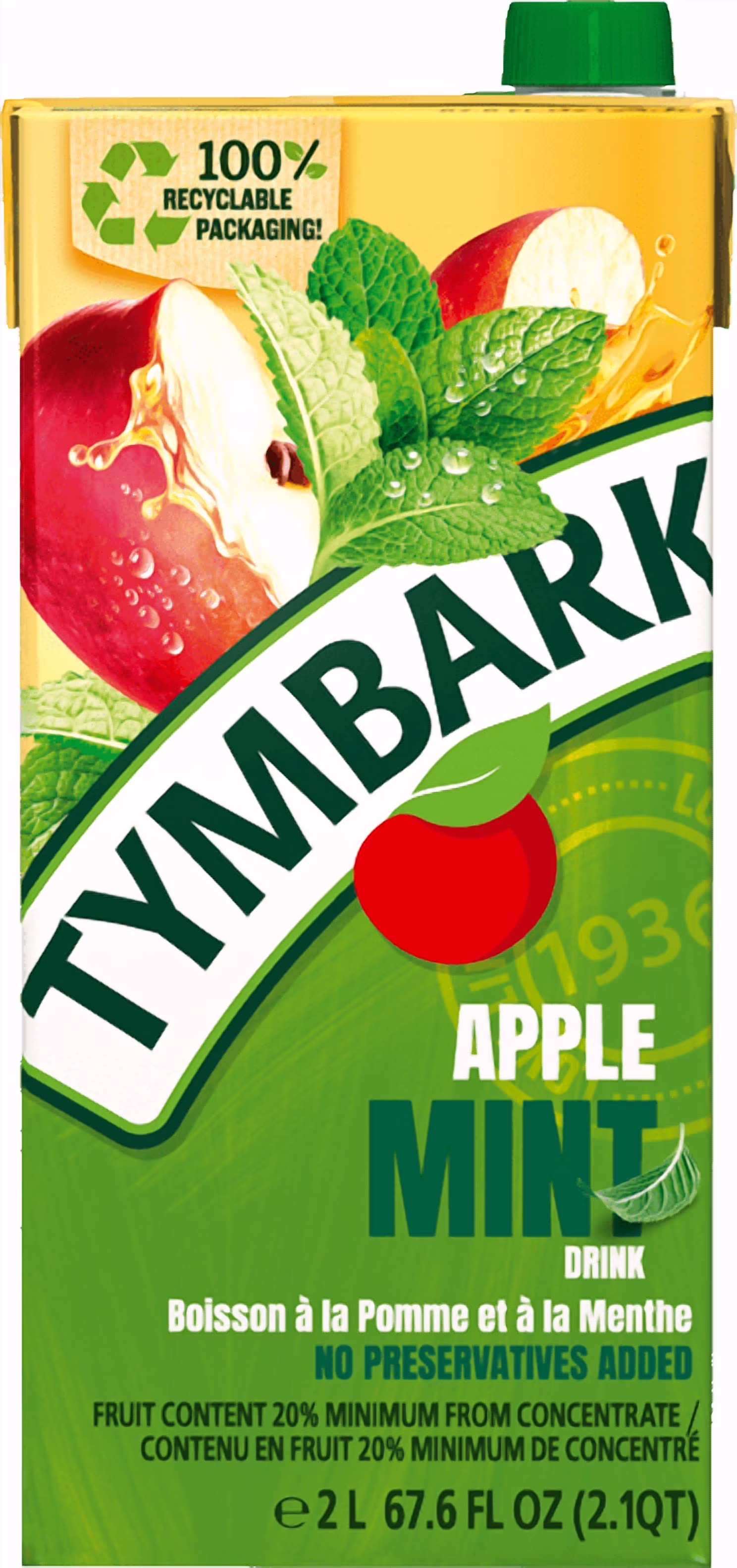 Boisson tymbark pomme menthe. carton  tymbark boisson pomme menthe