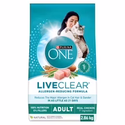 Purina one liveclear formule réduisant les allergènes avec du vrai poulet. nourriture sèche pour chats. 2.86 kg