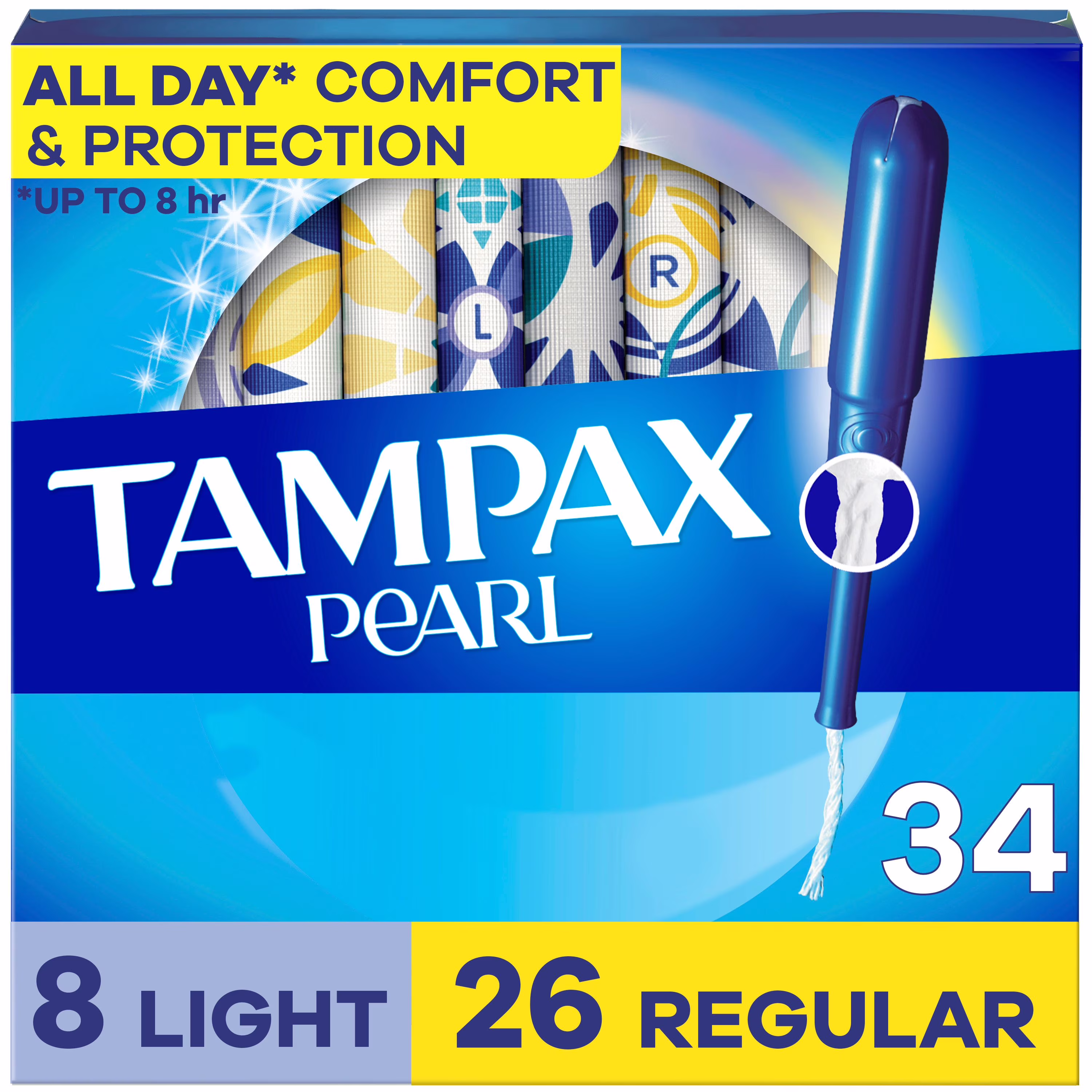 Tampons tampax pearl avec tresse anti-fuites leakguard. degré dabsorption légerrégulier. emballage duo. non parfumés. 34tampons 34ct
