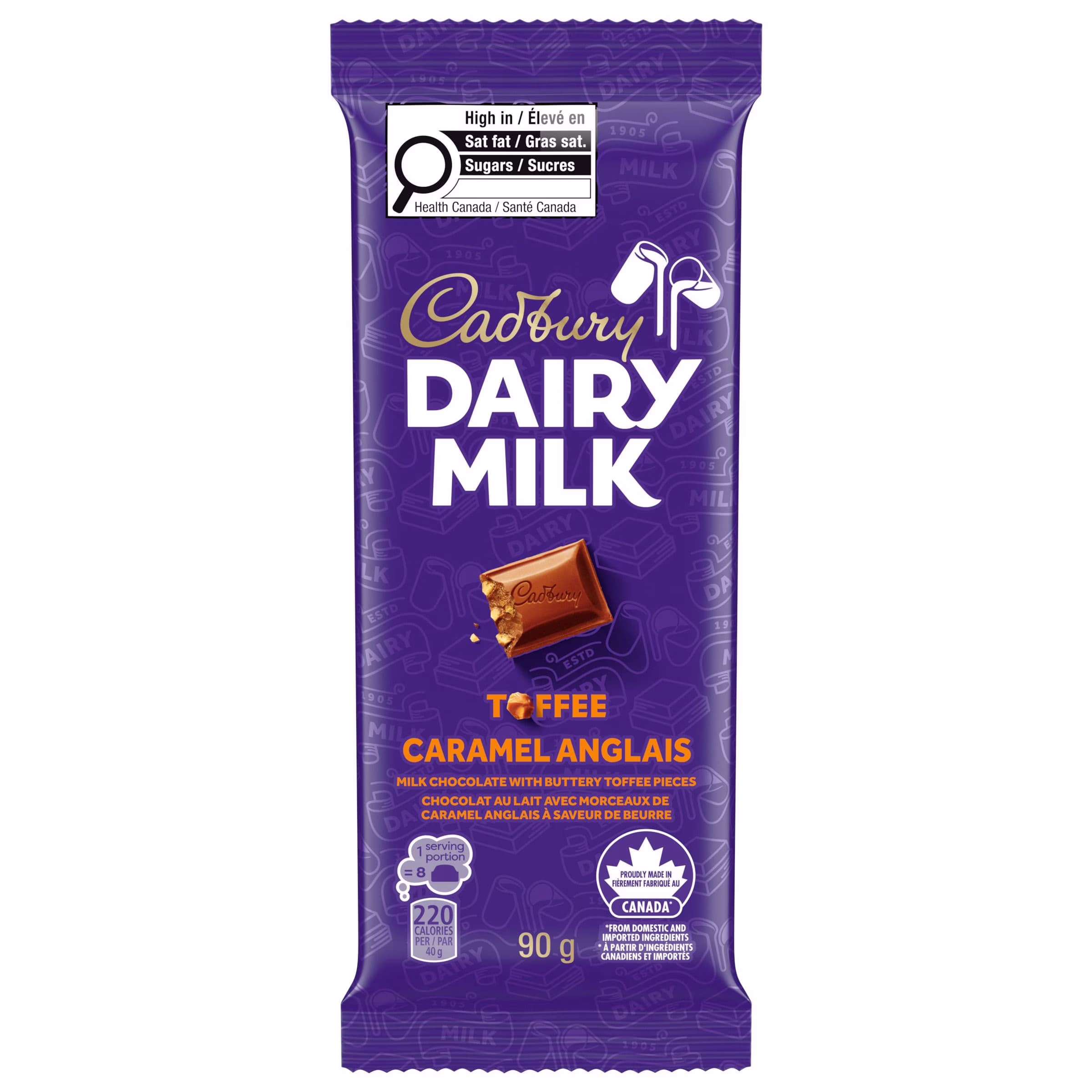 DAIRY MILK Toffee, chocolat au lait avec caramel