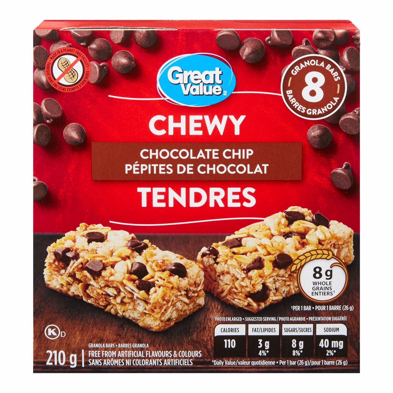Great value barres granola tendres aux pépites de chocolat