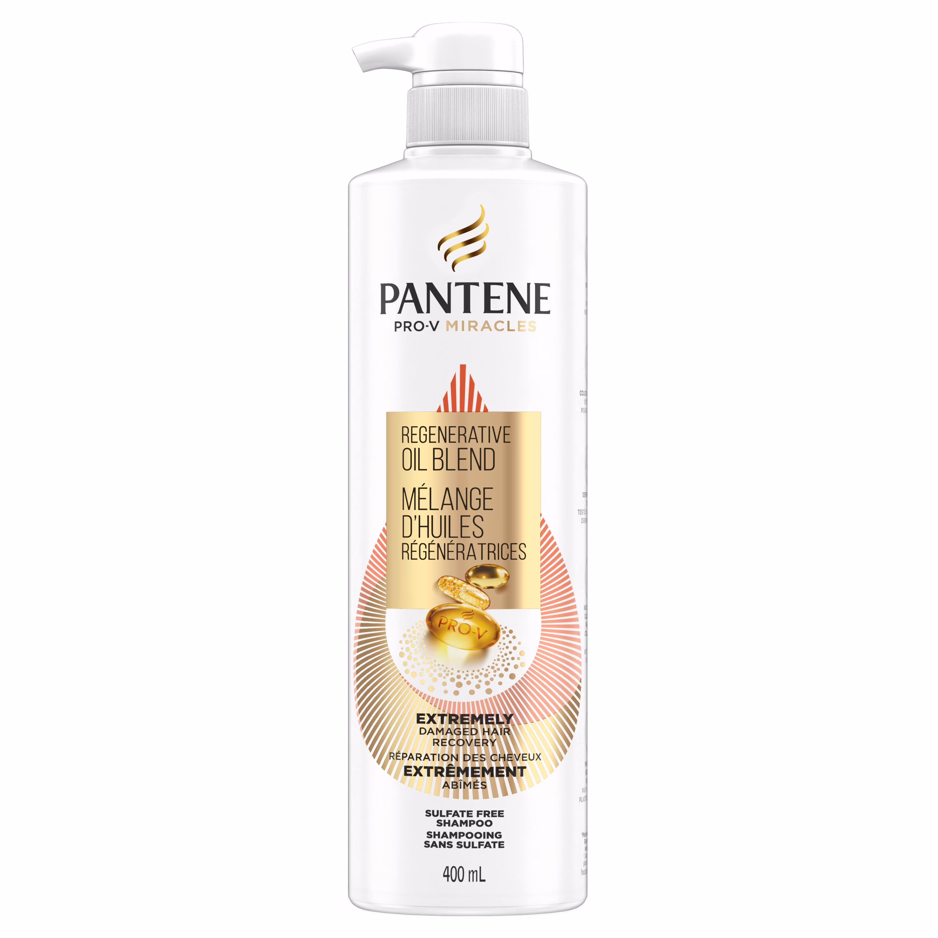 Shampooing pantene pro-v miracles soins pour dommages extrêmes avec mélange dhuiles régénératrices. sans sulfate