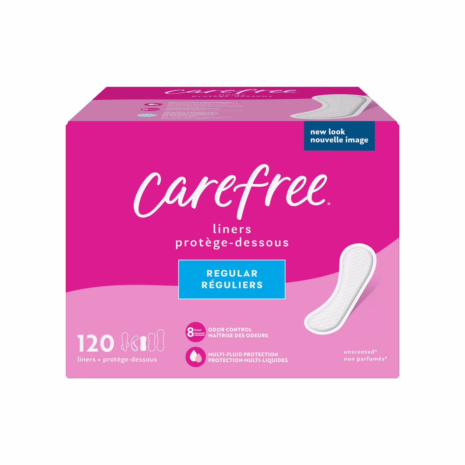 Emballage de 120 protège-dessous carefree acti-fresh galbés réguliers