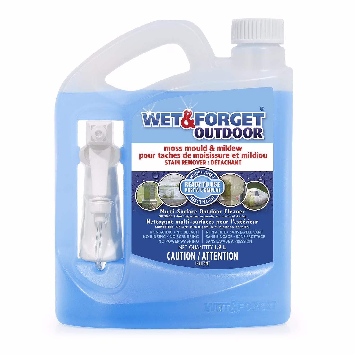 Wet & forget extérieur prêt à être utilisé pour taches de moisissure et mildiou detachant moisissure et mildiou détachant