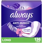 Protège-dessous quotidiens always anti-bunch xtra protection. longs. non parfumés. 136protège-dessous 136ct