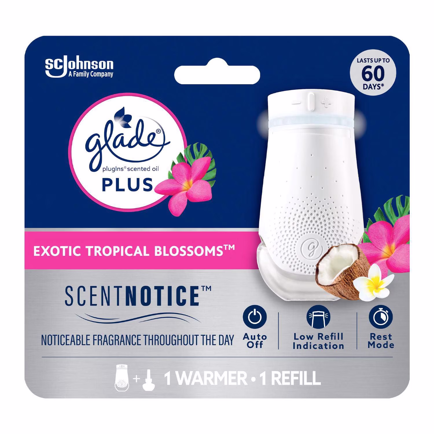 Glade branchées plus huile parfumée recharge. fleurs tropicales exotiques un élément chauffant et une recharge