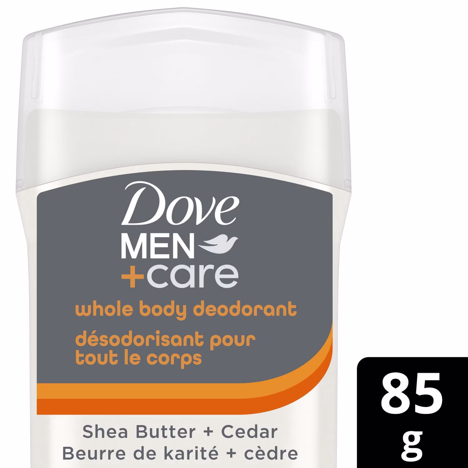 Pour tout le corps pour 72h de protection contre les odeurs dove men+care déodorant beurre de karité & cèdre convient pour une utilisation des aisselles. aux parties intimes et pieds