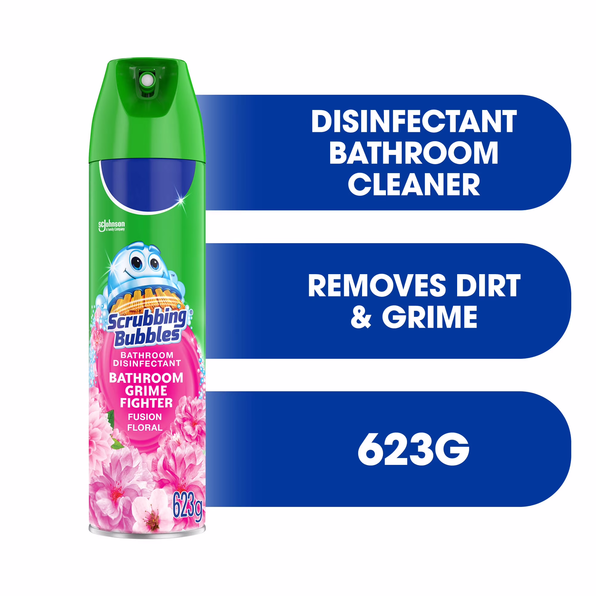 Scrubbing bubbles salle de bain aérosol de chasse à la crasse. parfum de fusion florale.