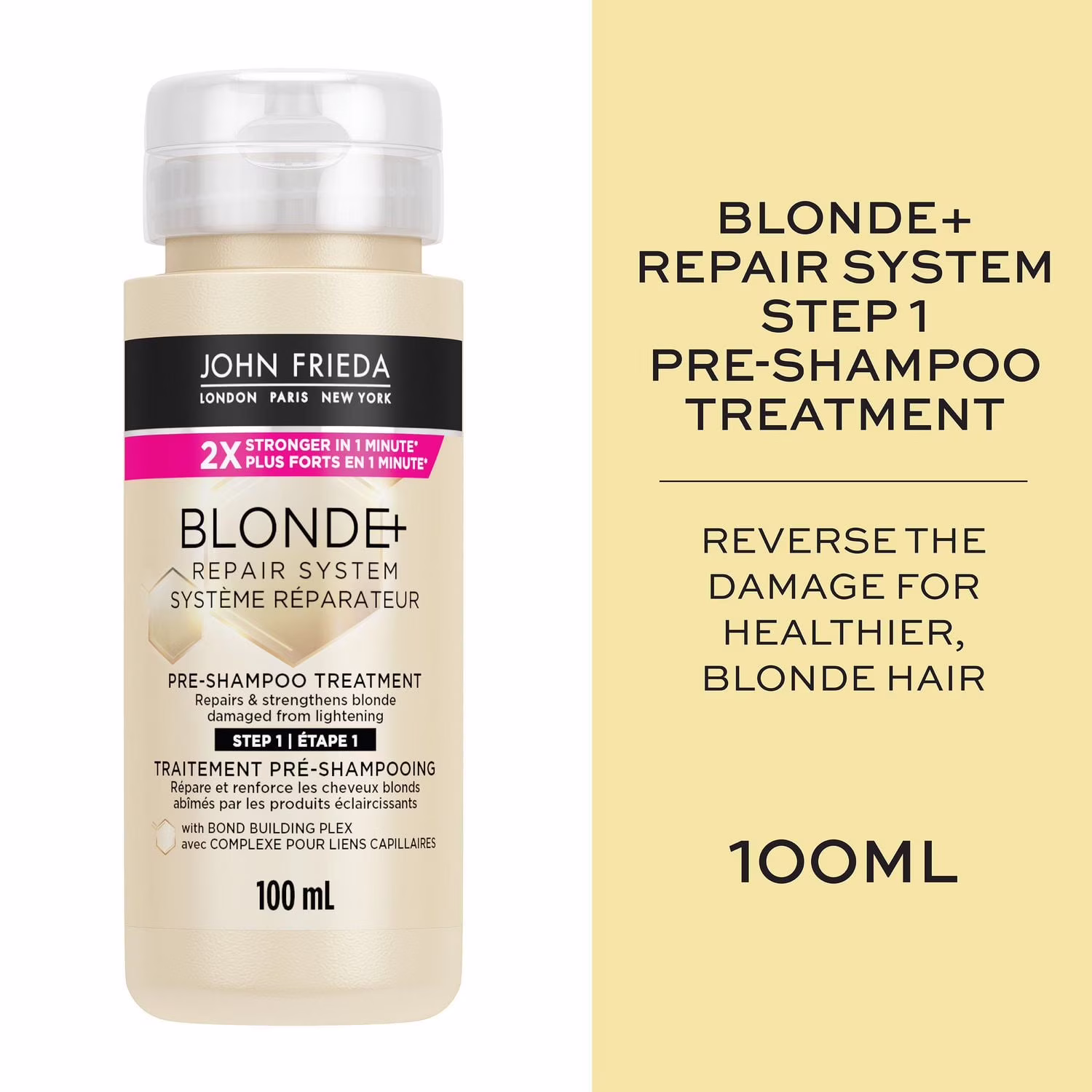 John frieda blonde+ système réparateur traitement pré-shampooing  fabriqué au canada