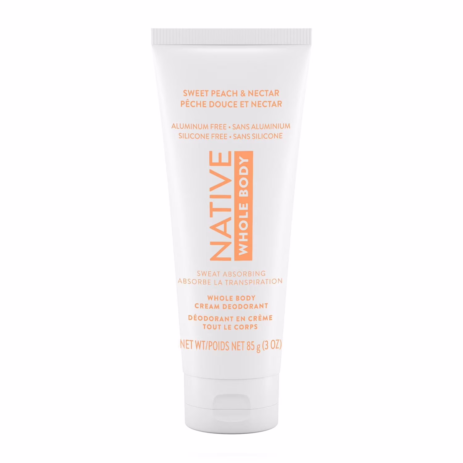 Crème native tout le corps pêche douce et nectar. 85& g