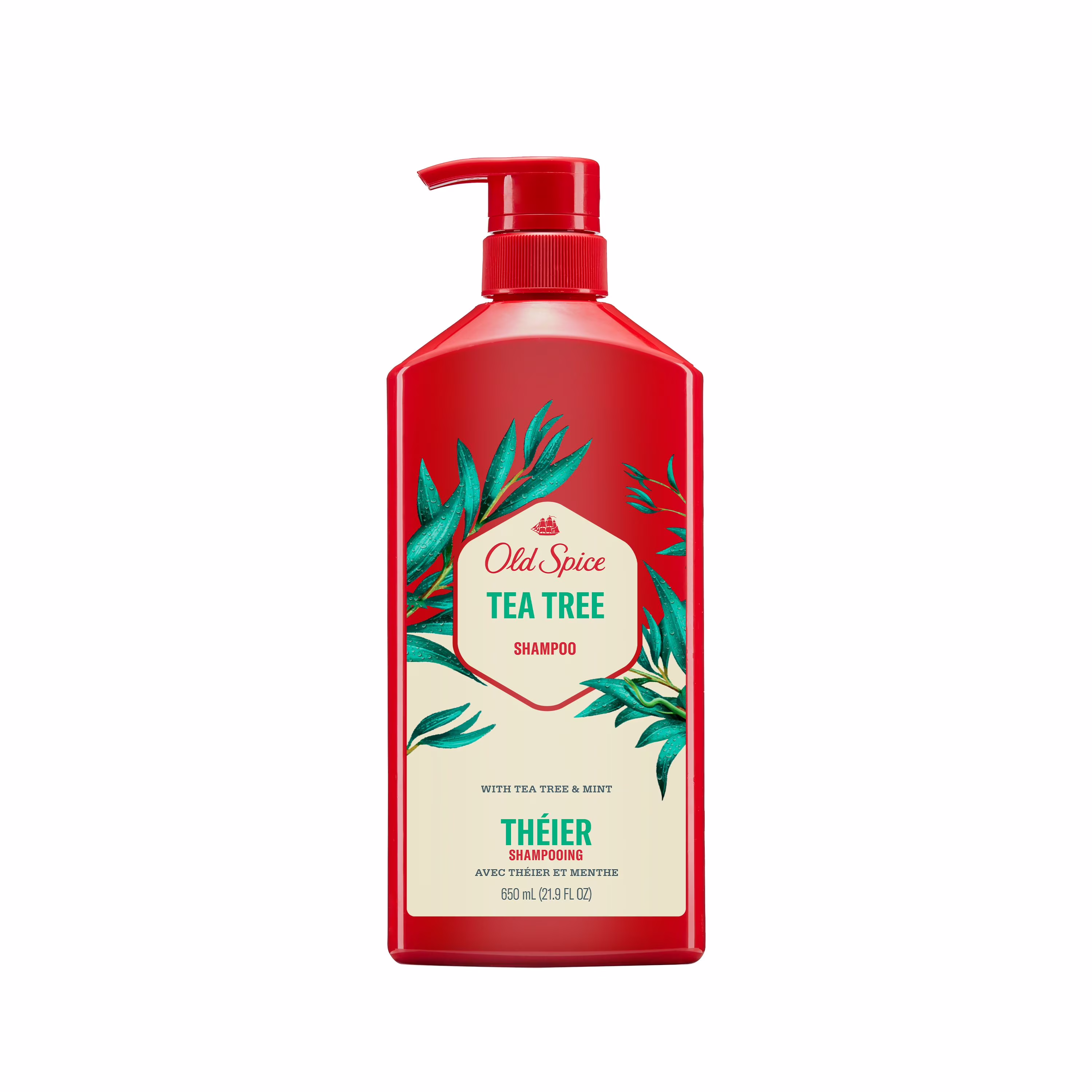 Shampooing old spice à larbre à thé pour hommes. cheveux plus sains et dapparence plus fournie et plus hydratée