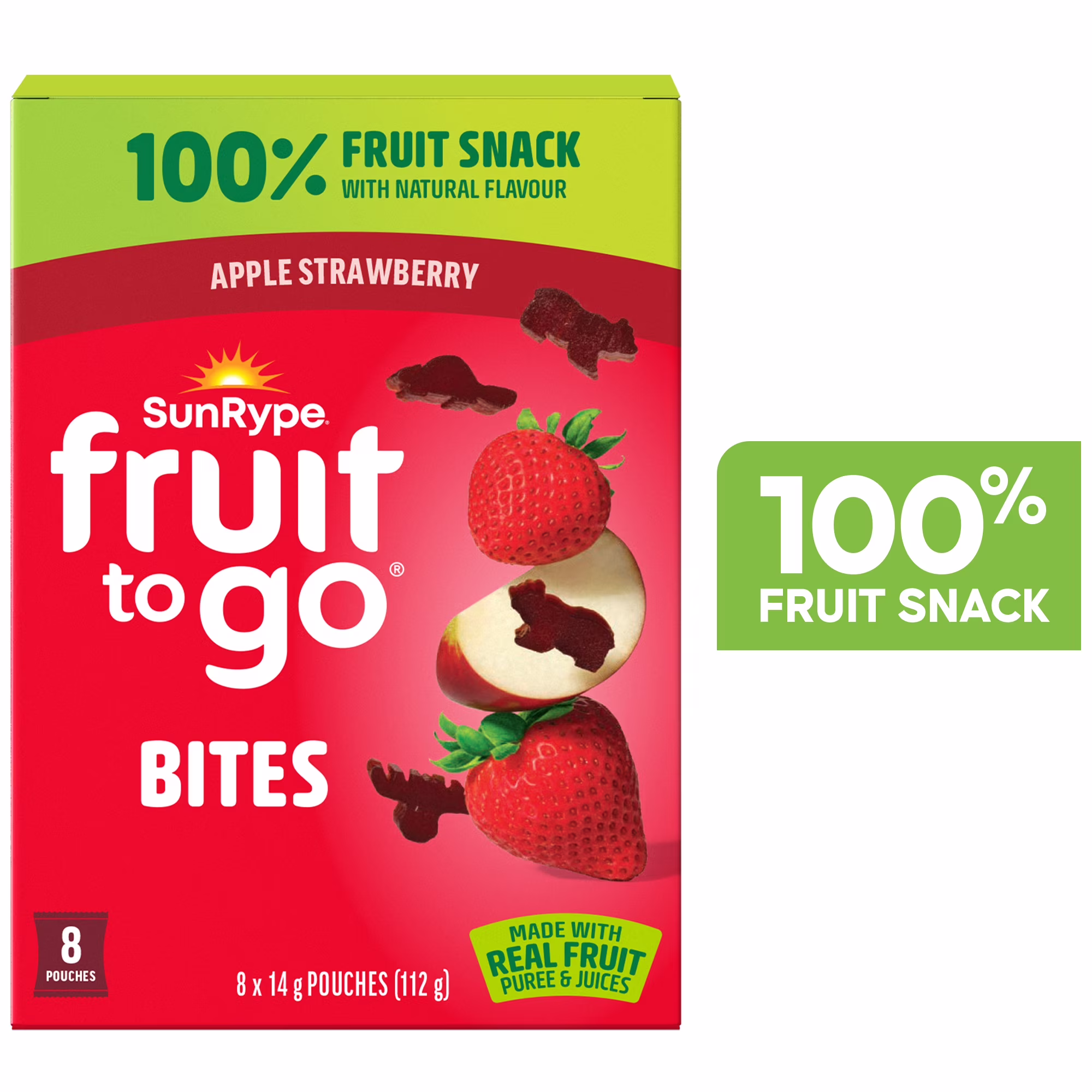 Bouchées de fruits à saveur de pomme et fraise