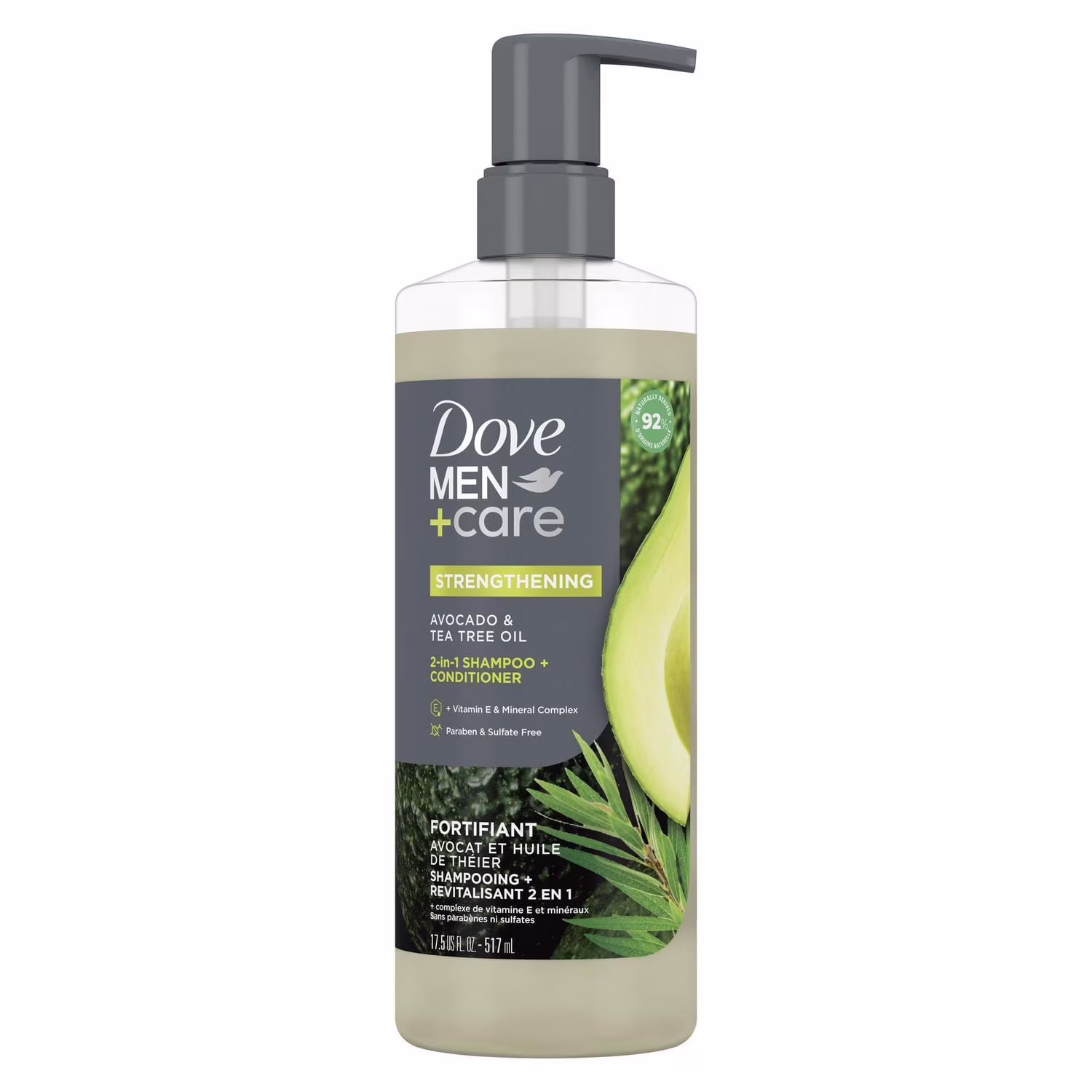 Dove men+care shampooing + revitalisant 2-en-1 fortifiant huile de théier.