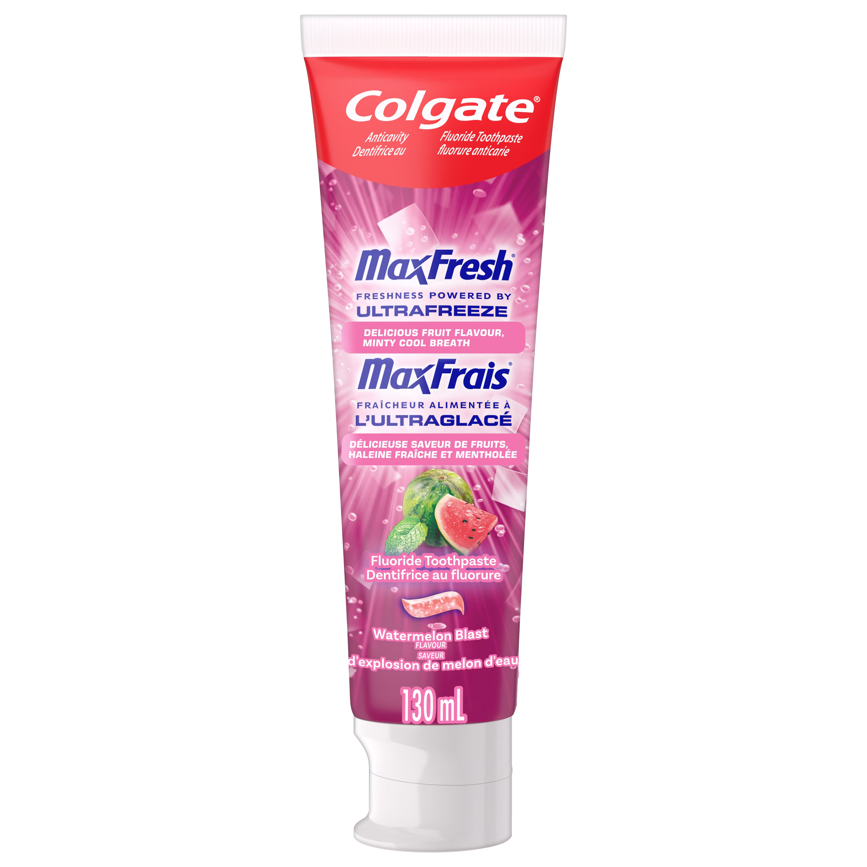 Dentifrice au fluorure colgate maxfresh. explosion de melon d'eau.  avec de la menthe