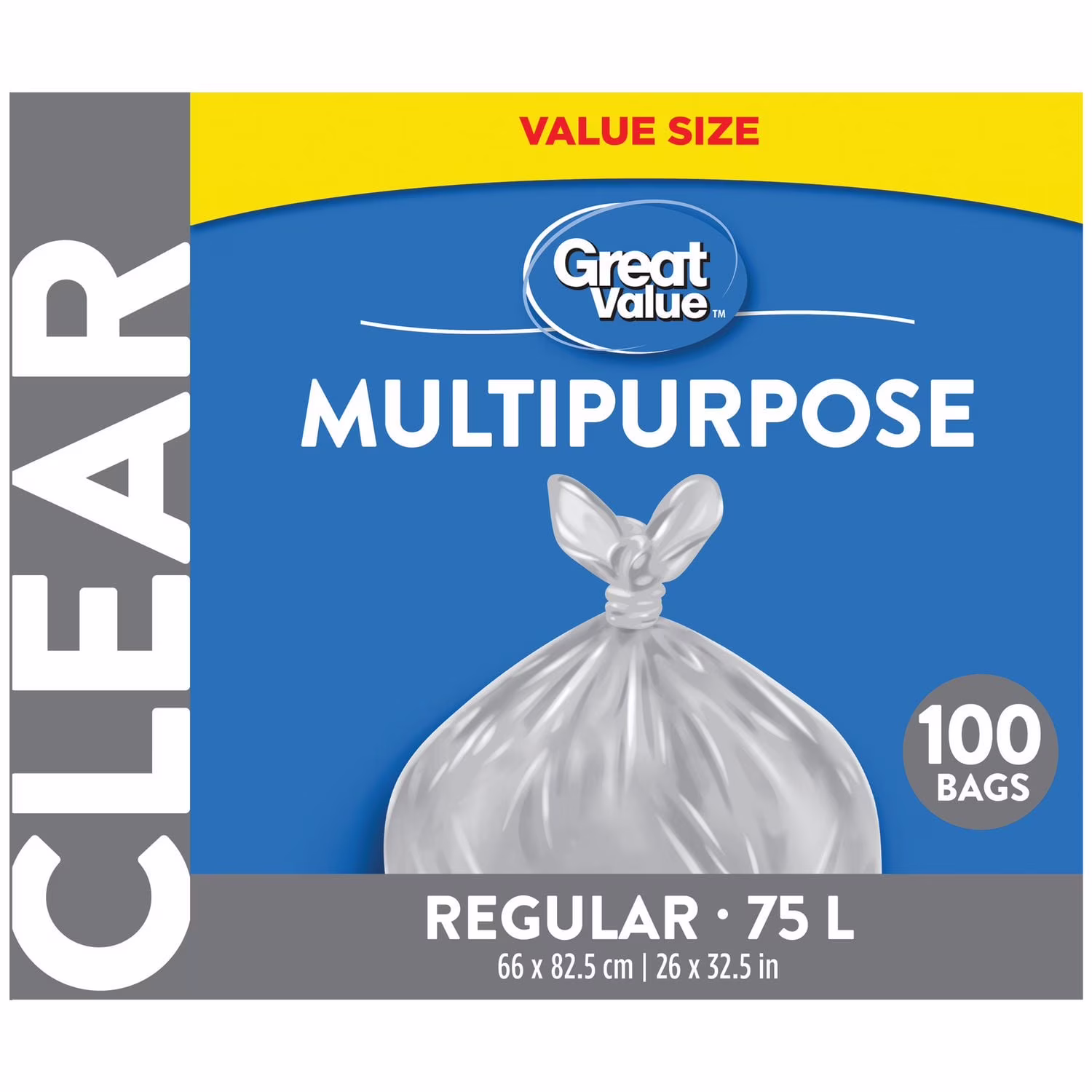 Great value sacs polyvalents transparents réguliers. . 100sacs