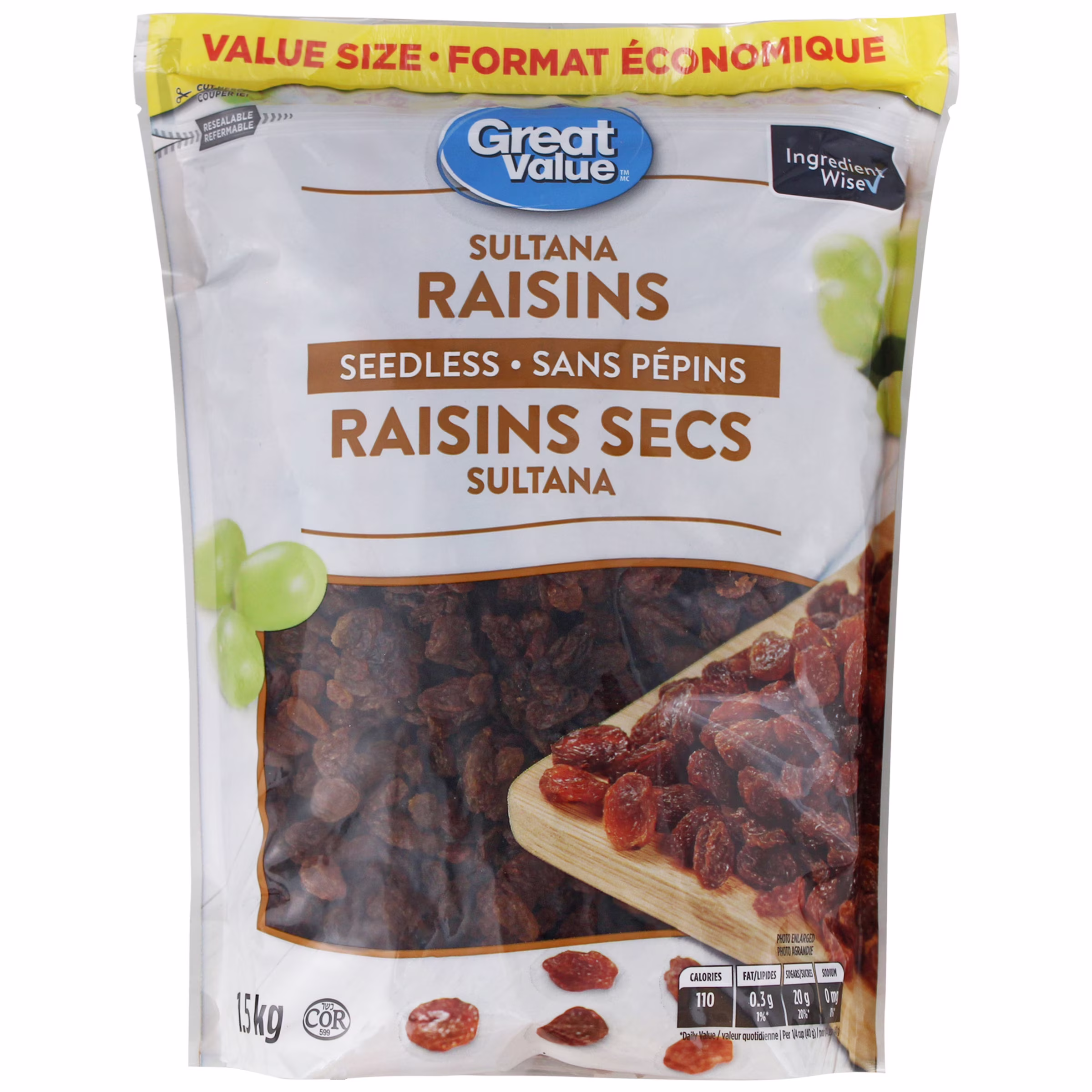 Raisins sultana sans pépins great value
